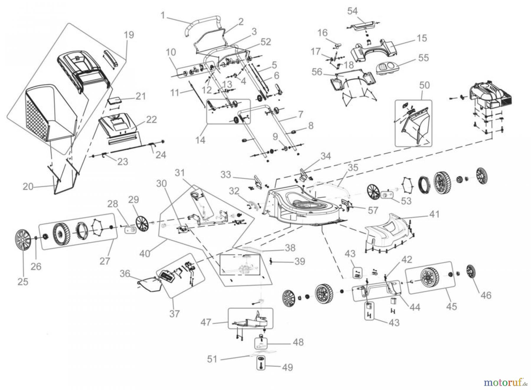 Güde Gartentechnik Rasenmäher Benzin-Rasenmäher Schnittbreite bis 45cm RASENMÄHER PRO 560 BS - 75410 Ersatzteileversion FSL75410-01
