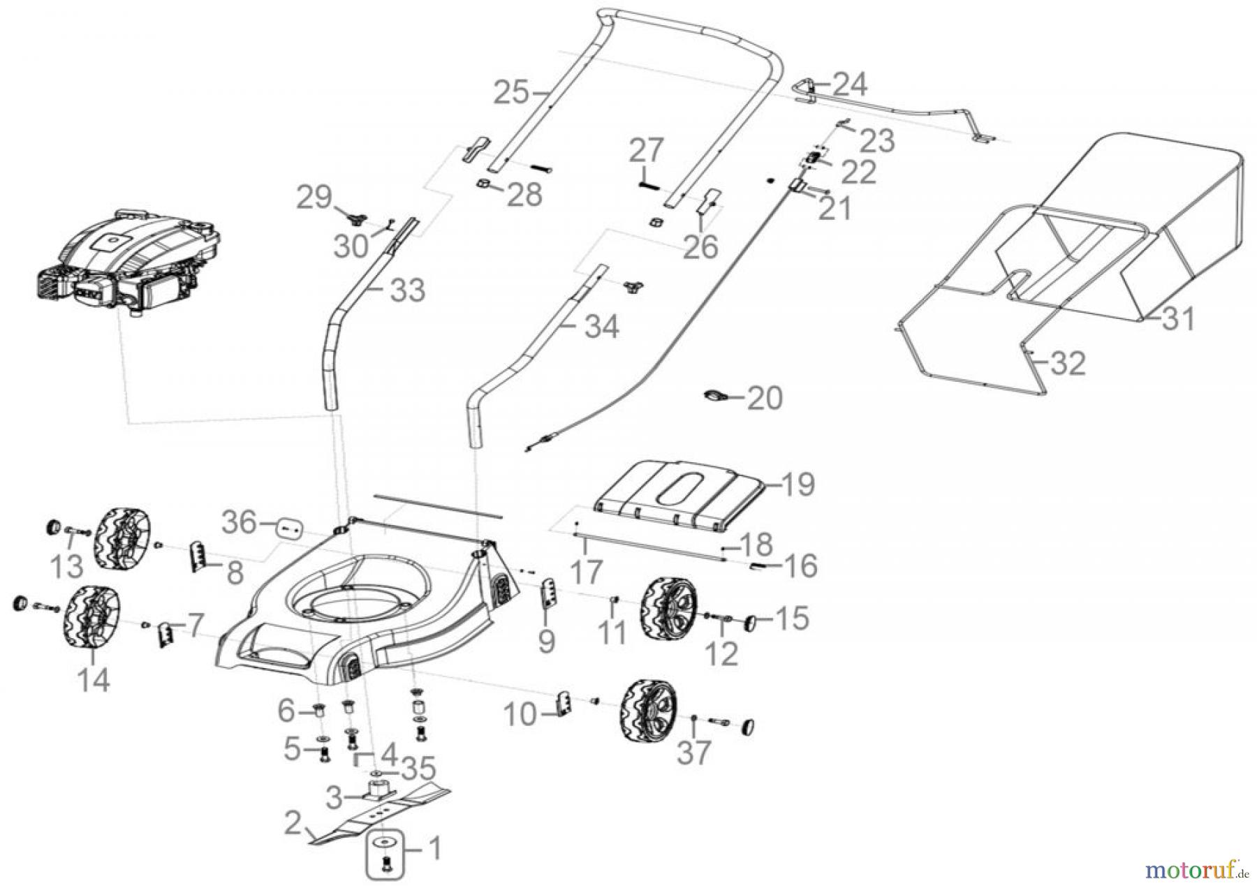 Güde Gartentechnik Rasenmäher Benzin-Rasenmäher Schnittbreite bis 45cm Rasenmäher ECO WHEELER 400.1 P - 95421 Ersatzteileversion FSL95421-01 Seite 1
