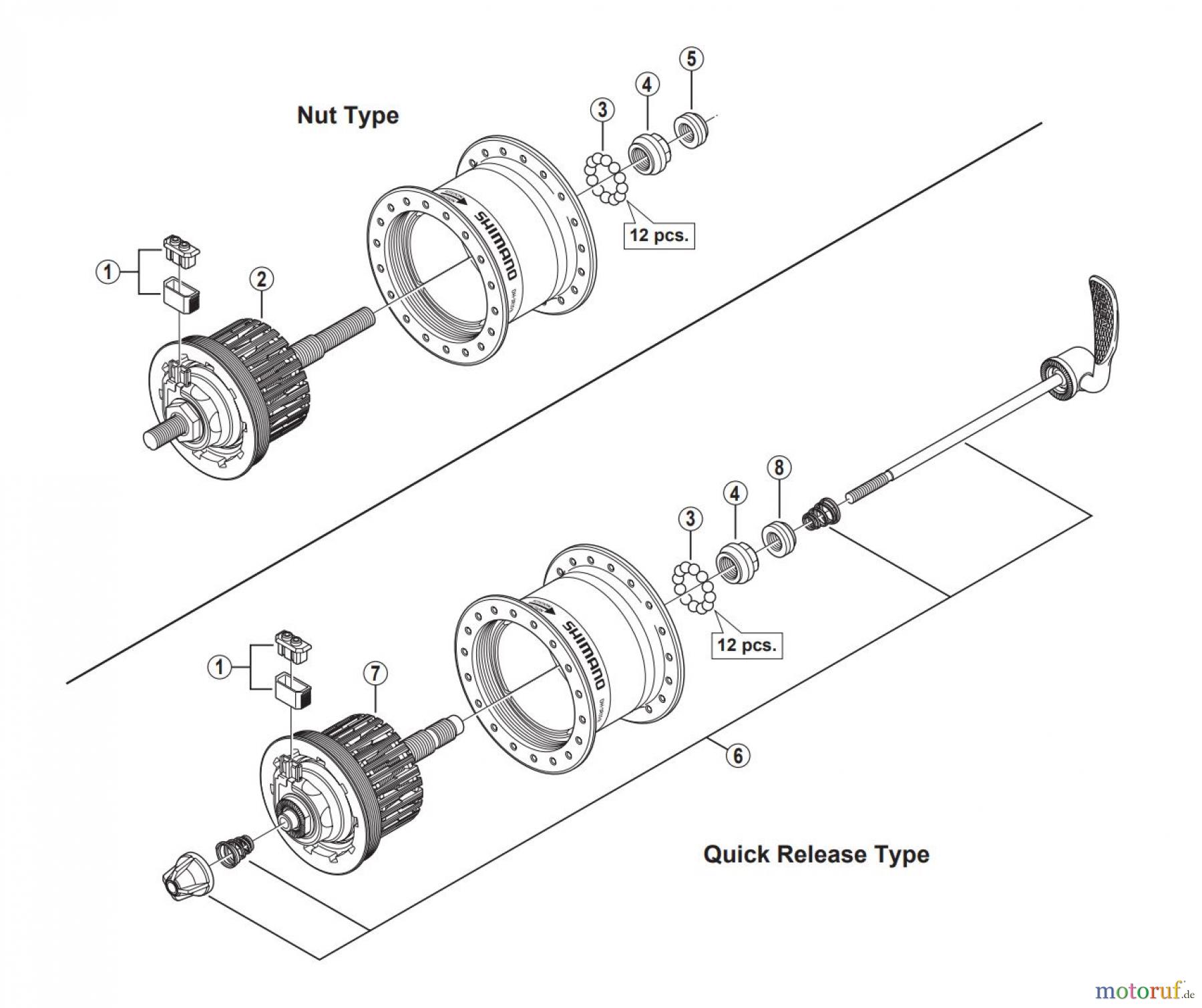 Shimano DH Dynamo Hub - Nabendynamo DH-3R35 (-3096A) Hub Dynamo 6V-3W / Roller Brake Compatible