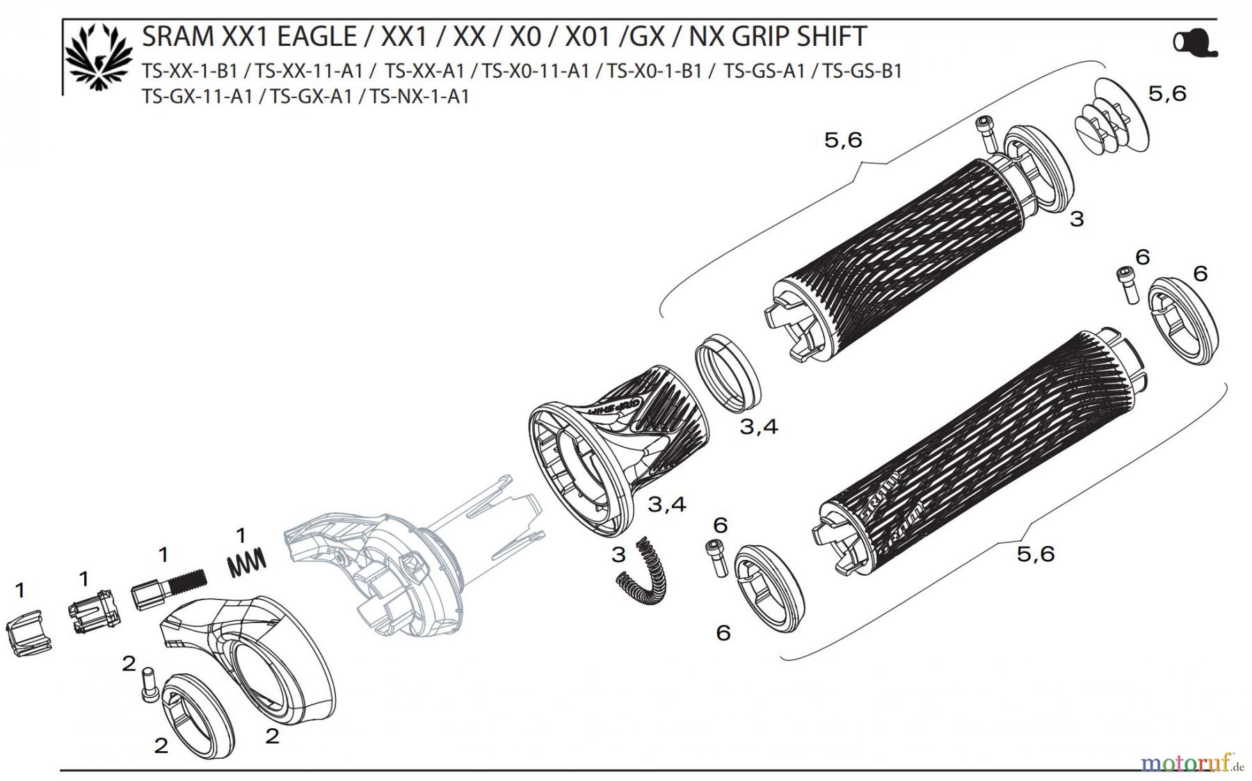 Sram Sram RAM XX1 EAGLE / XX1 / XX / X0 / X01 /GX / NX GRIP SHIFT