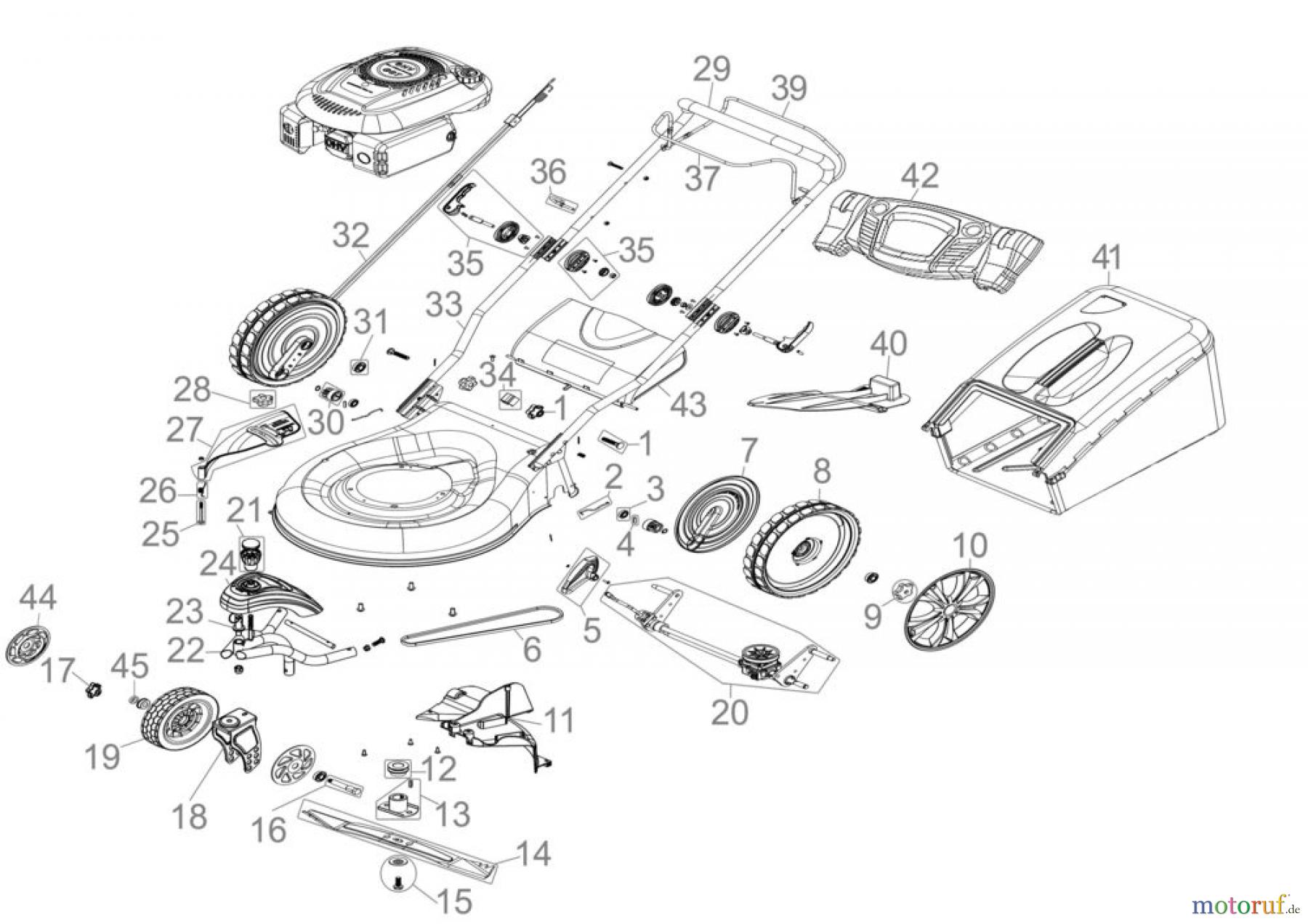 Güde Gartentechnik Rasenmäher Benzin-Rasenmäher Schnittbreite ab 50 cm Rasenmäher BIG WHEELER 514.1 R TRIKE - 95418 Ersatzteileversion FSL95418-01 Seite 1