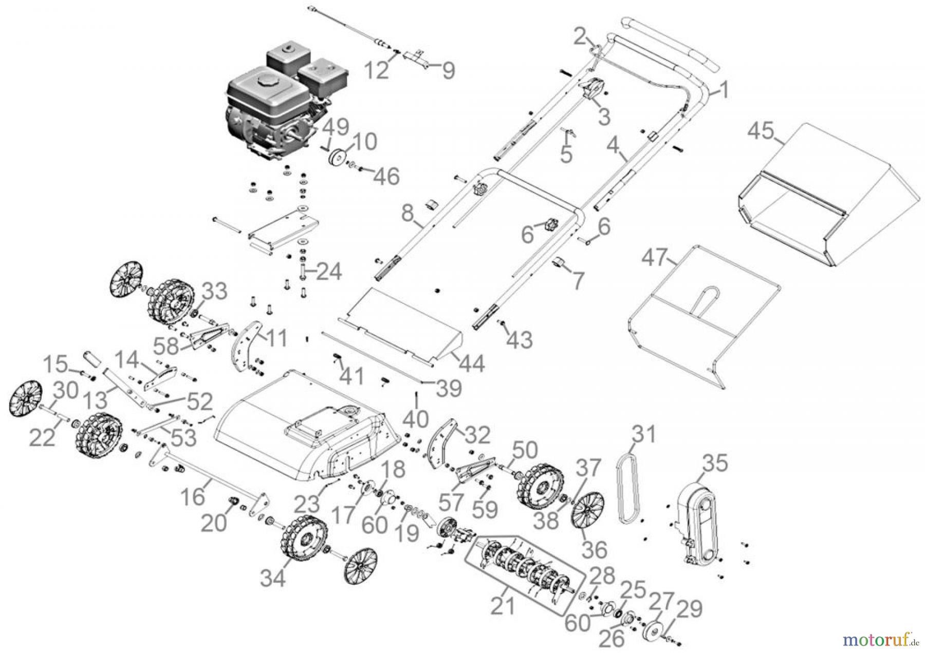 Güde Gartentechnik Vertikutierer Benzin-Vertikutierer Motor-Vertikutierer GV 4001 B - 95133 Ersatzteileversion FSL95133-01 Seite 1