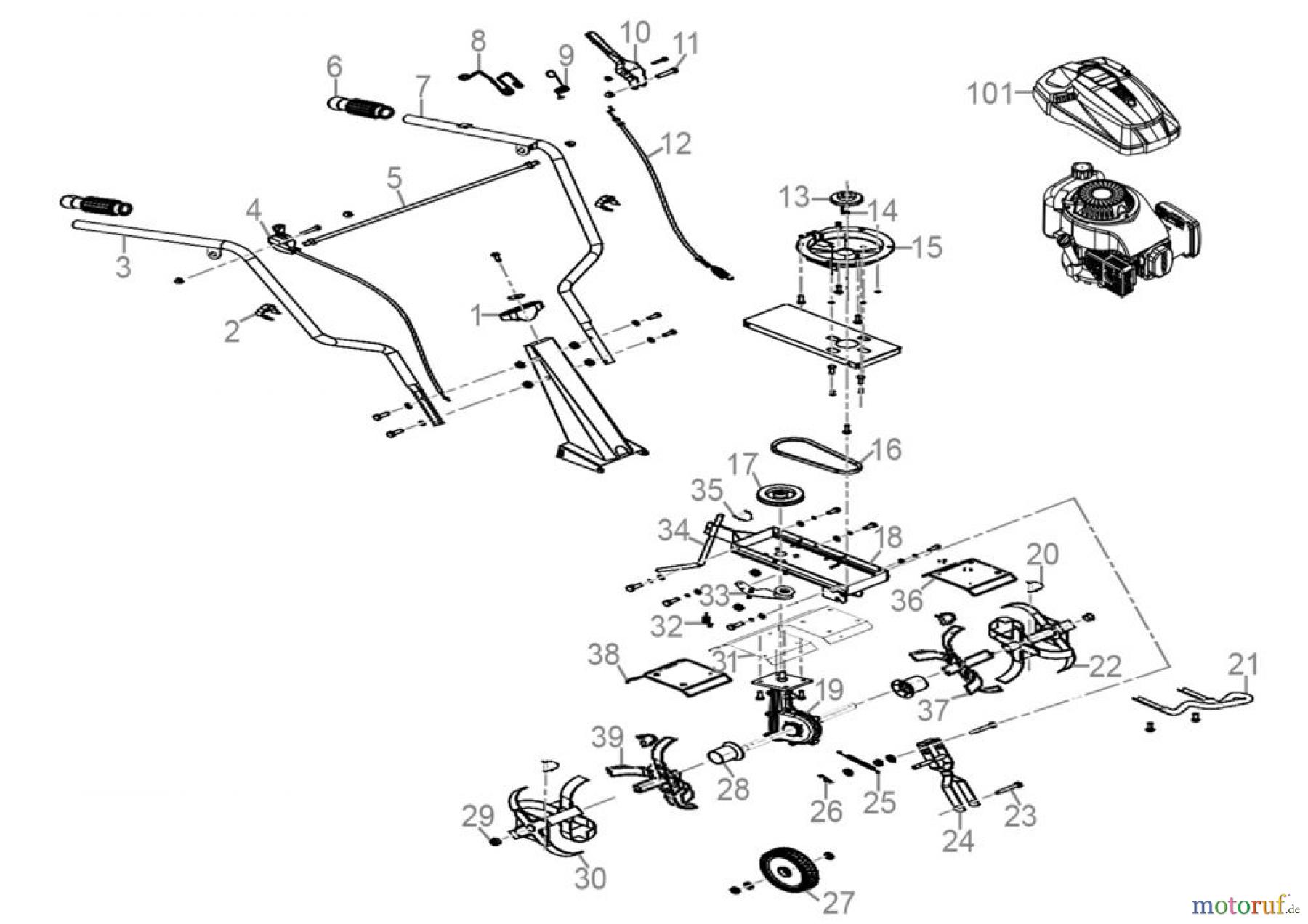 Güde Gartentechnik Gartenfräsen Benzin-Fräsen Gartenfräse GF 604 Art.-Nr.: 94394 Ersatzteileversion FSL94394-01 Seite 1