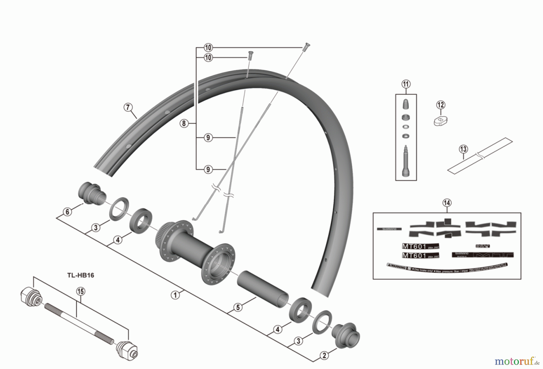 Shimano WH Wheels - Laufräder WH-MT601-TL-F15-B-29 For Disc Brake