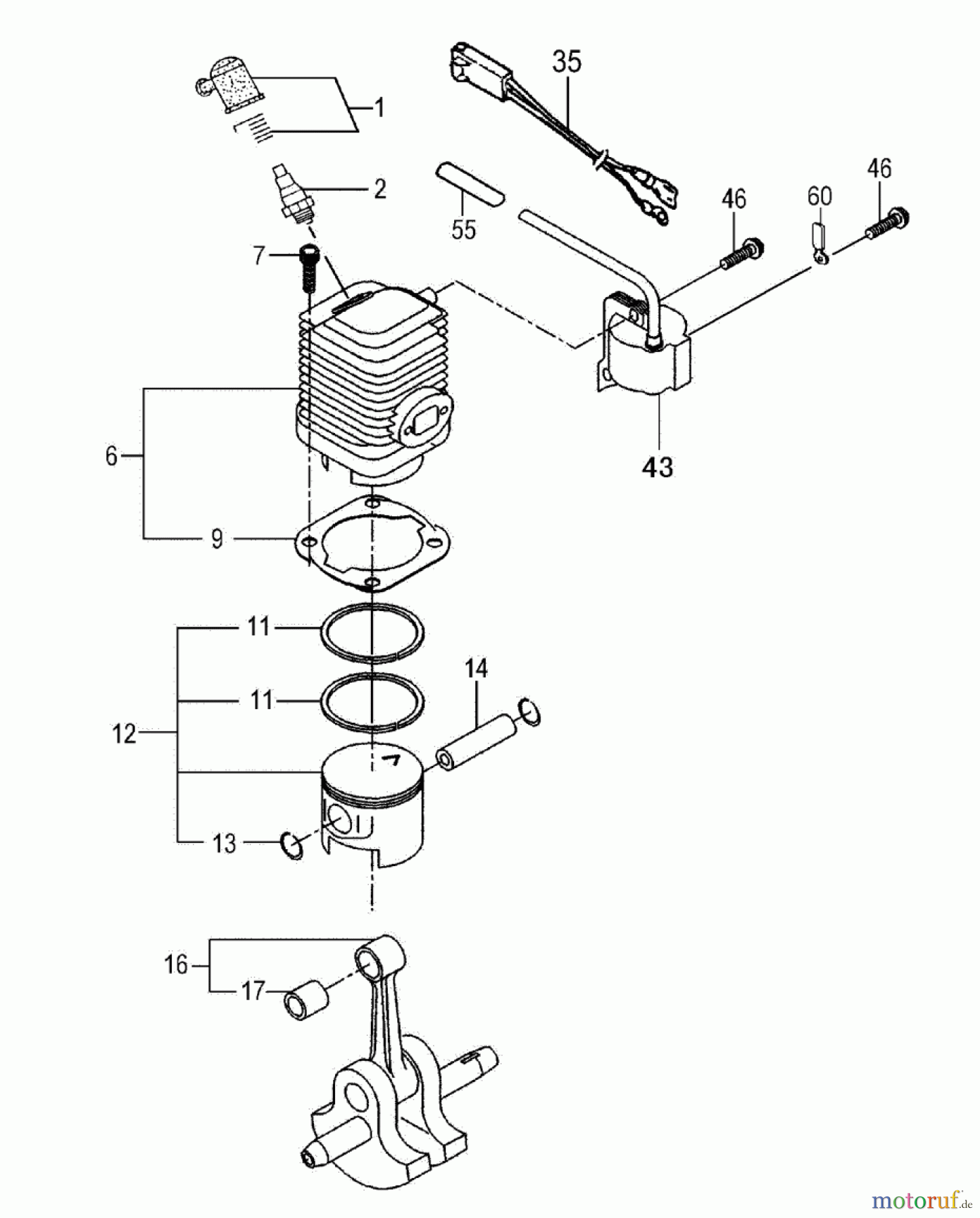 Tanaka Trimmer, Motorsensen TBC-2501 DS CYLINDER/PISTON/CRANK SHAFT