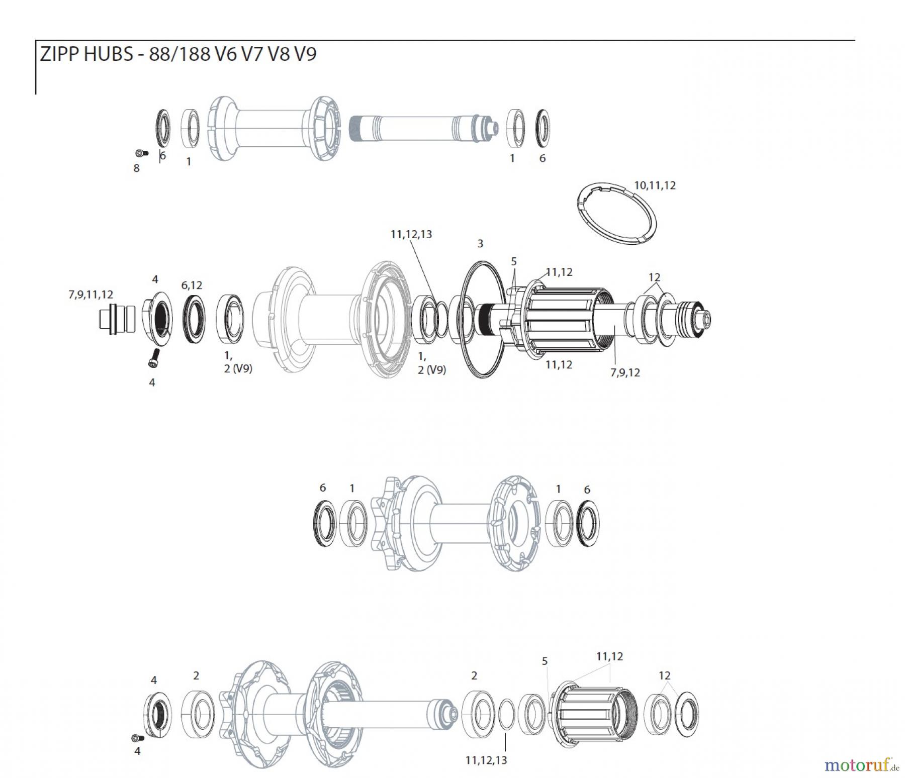 Sram Zipp ZIPP HUBS - 88/188 V6 V7 V8 V9