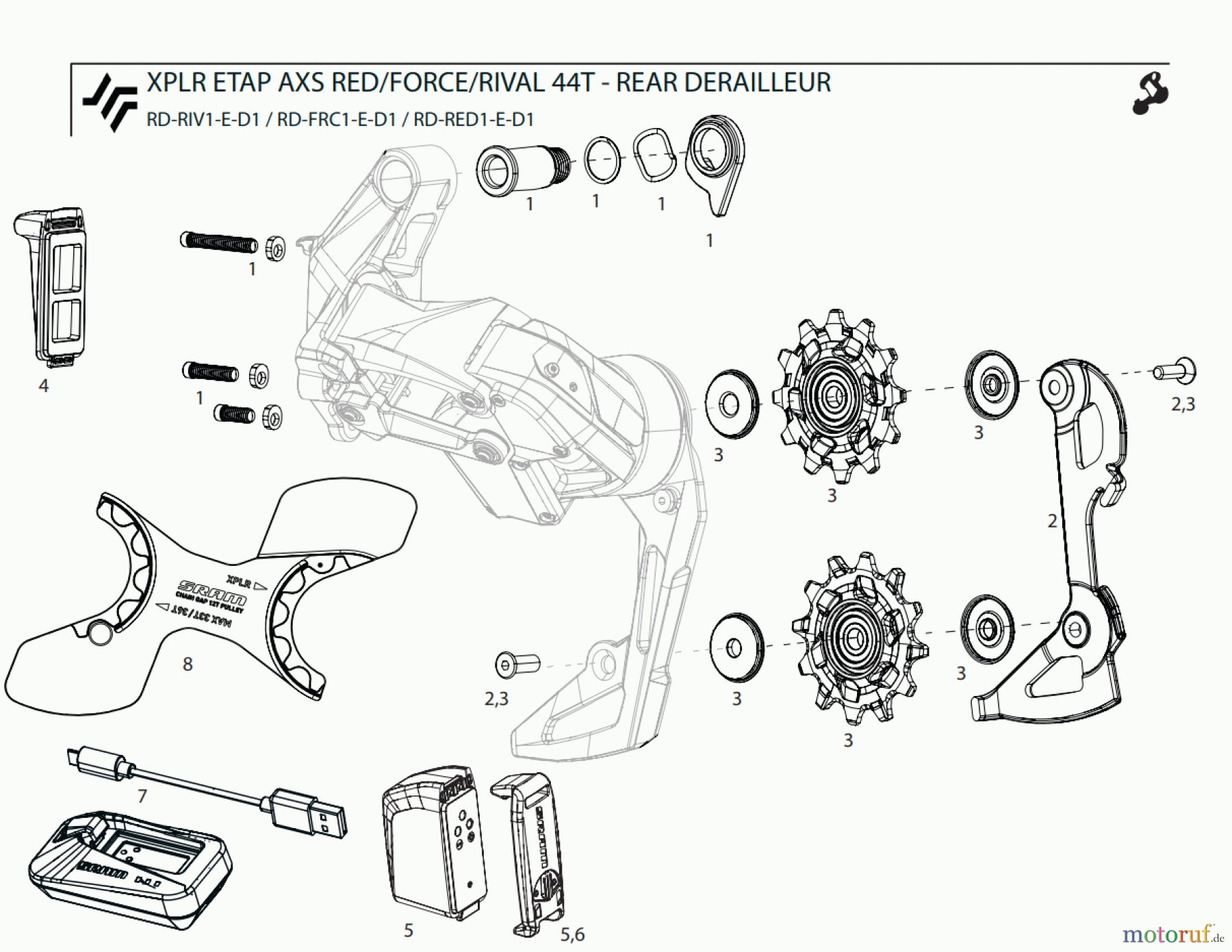 Sram Sram XPLR ETAP AXS RED/FORCE/RIVAL 44T - REAR DERAILLEUR