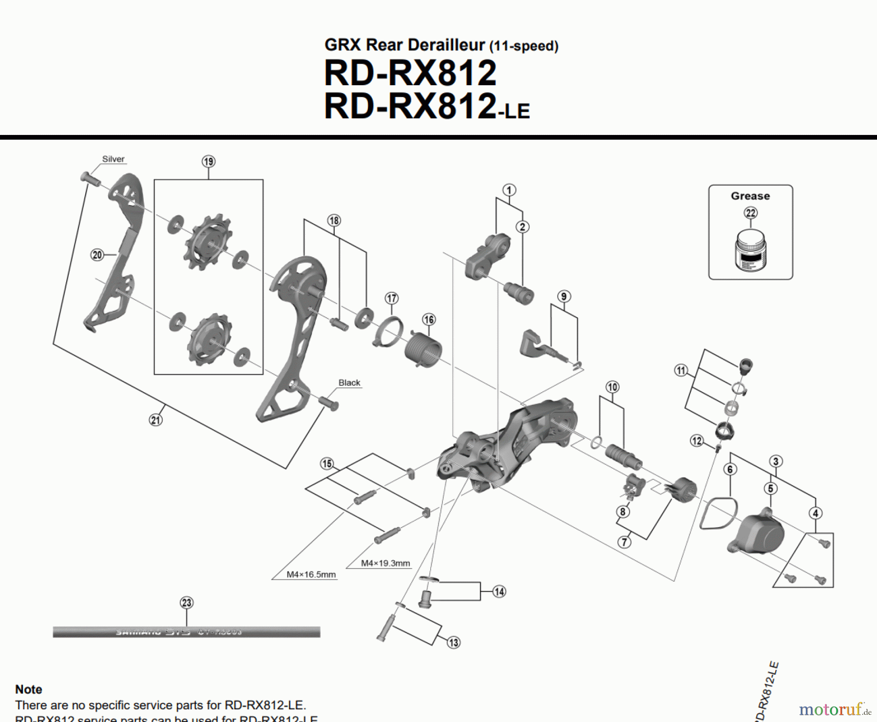 Shimano RD Rear Derailleur - Schaltwerk RD-RX 812-LE