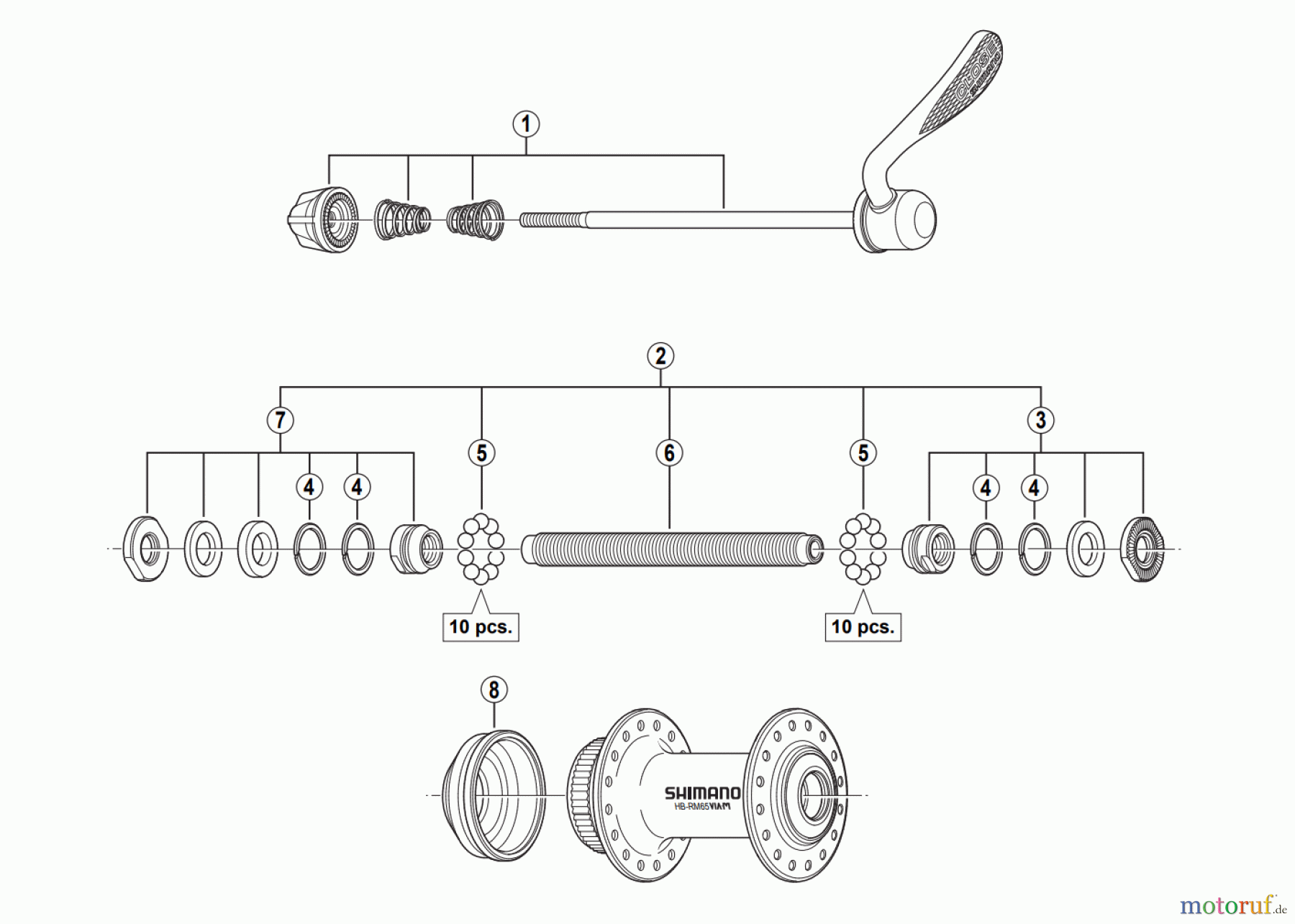 Shimano HB Hub - Vordere Nabe HB-RM65