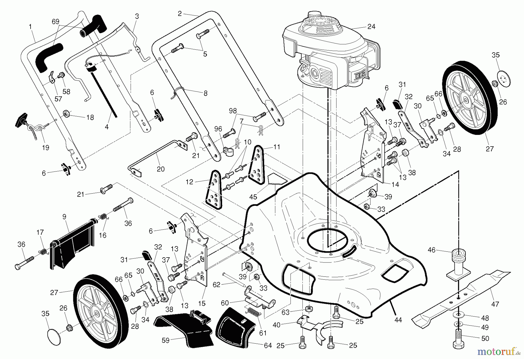 Gardol (Husqvarna) Rasenmäher EDITION 1-R, 96141023302, 2011-01 Rahmen