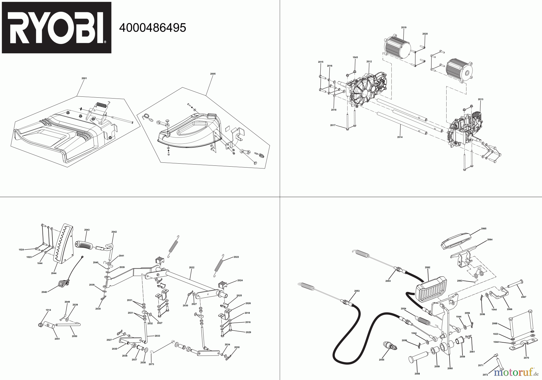  Ryobi Rasenmäher Aufsitzrasenmäher Akku RY72ZTRX107-210 72 V Brushless Akku-Nullwendekreismäher, Schnittbreite 107 cm Seite 2