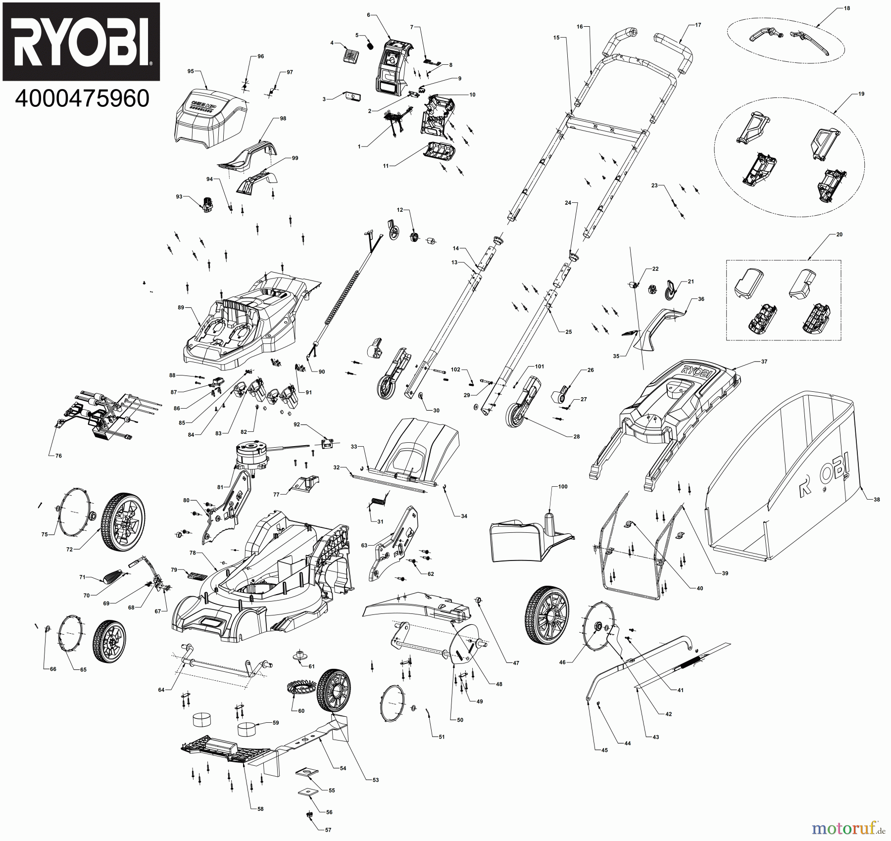 Ryobi Rasenmäher Akku RY18LMX40B Seite 1