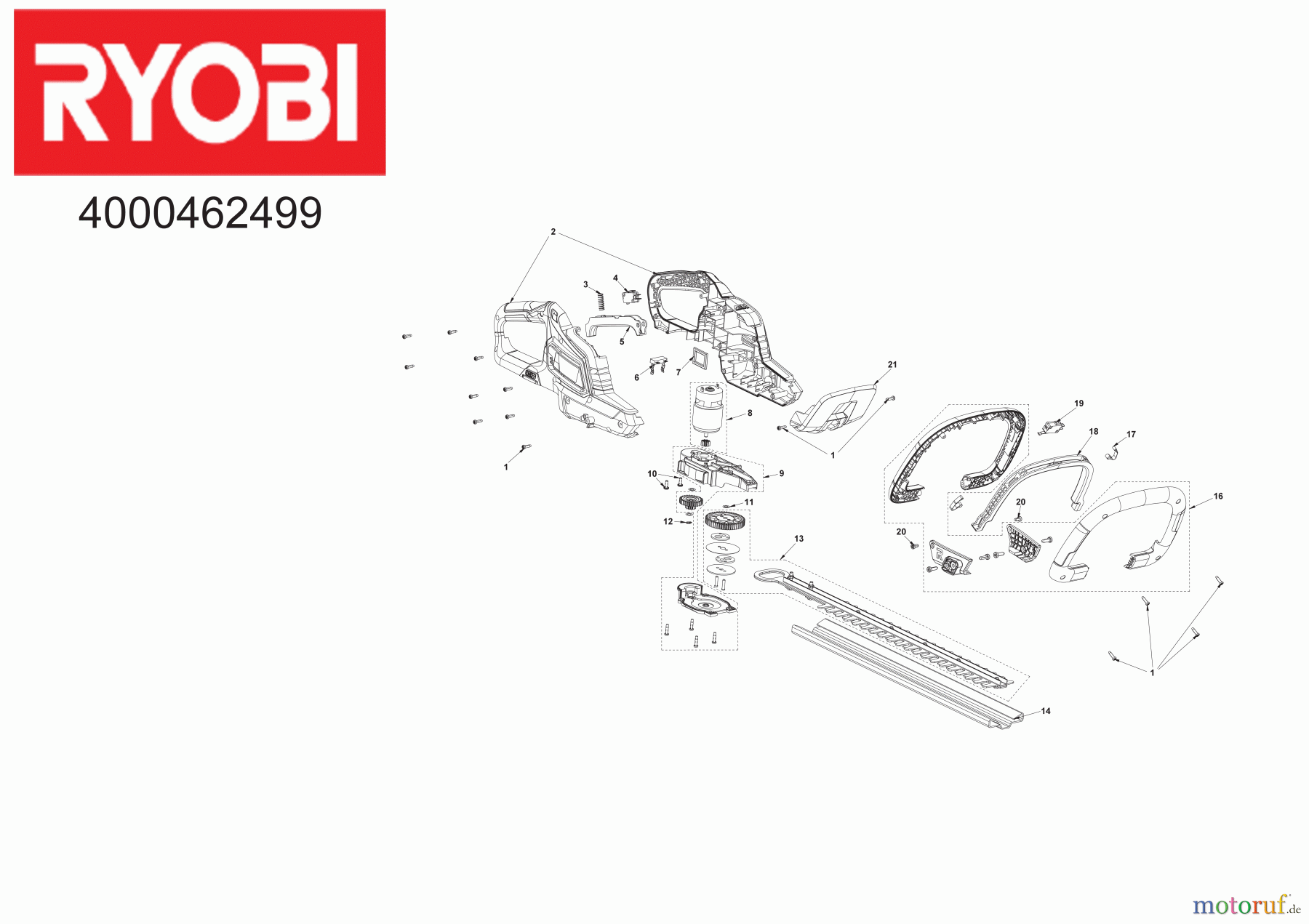Ryobi Heckenscheren Akku RHT184520 18 V ONE+ Akku-Heckenschere, Sägeblattlänge 45 cm Seite 1