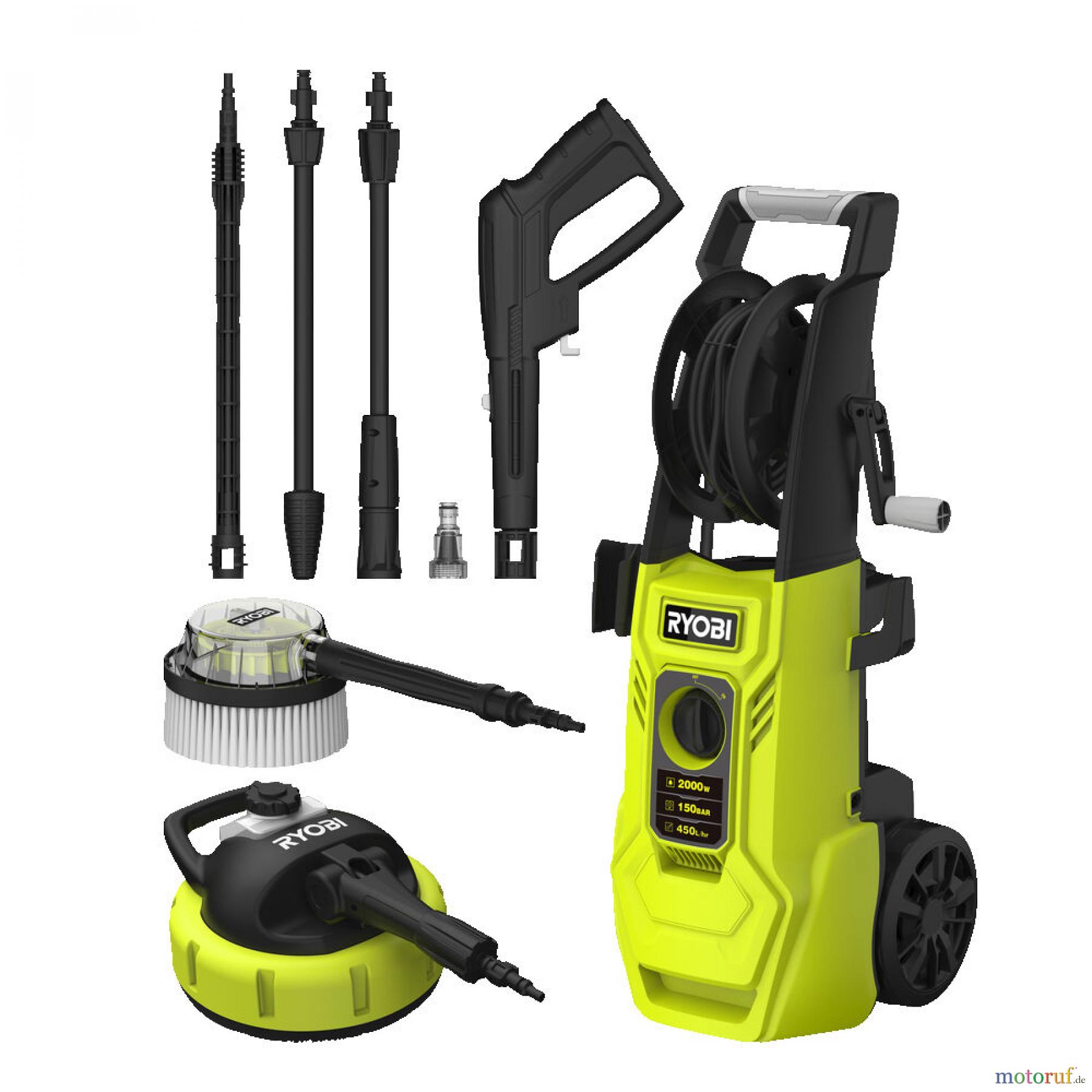 Ryobi Hochdruckreiniger RY150PWA 2.000 W Elektro-Hochdruckreiniger, max. Druck 150 bar