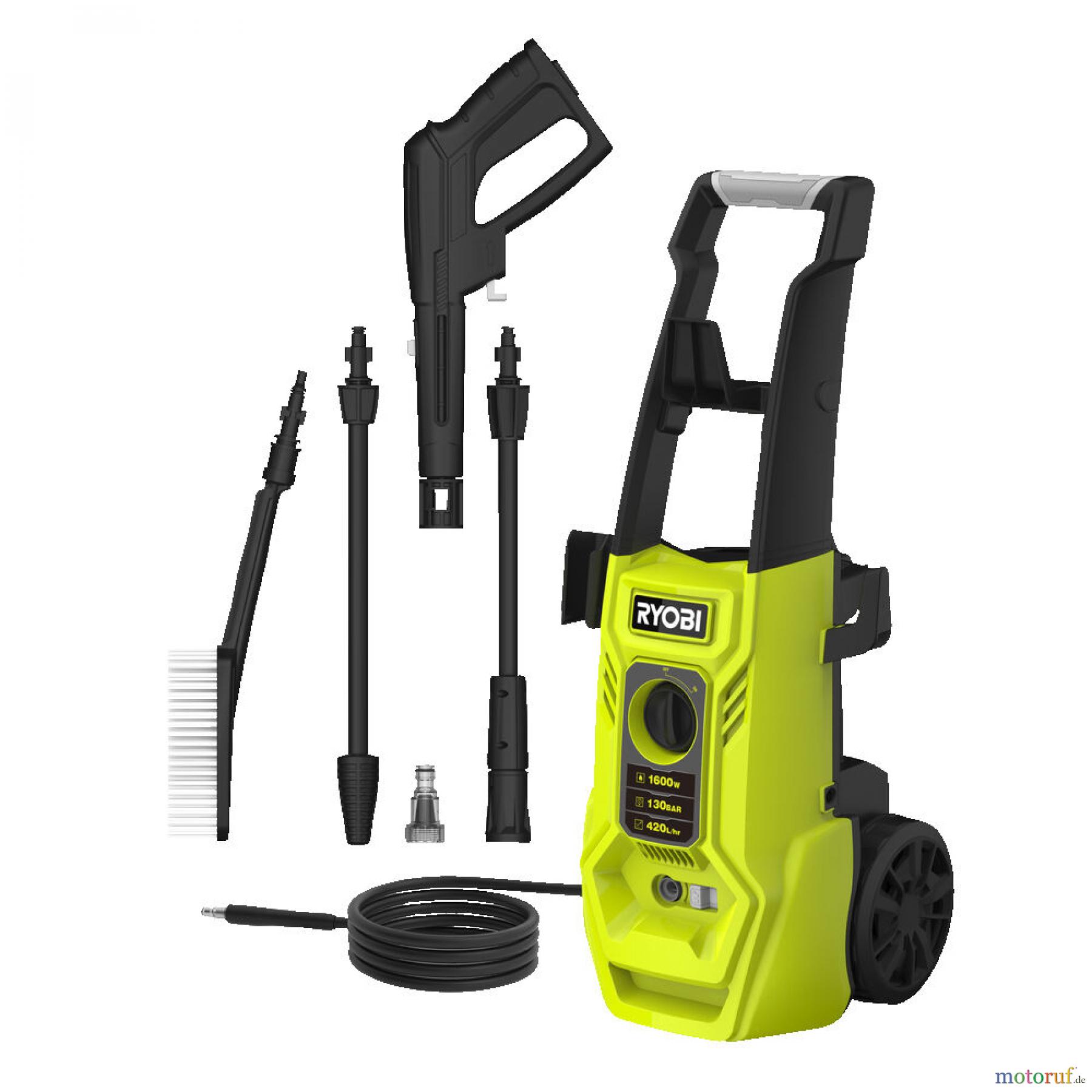 Ryobi Hochdruckreiniger RY130PWA 1.600 W Elektro-Hochdruckreiniger, max. Druck 130 bar