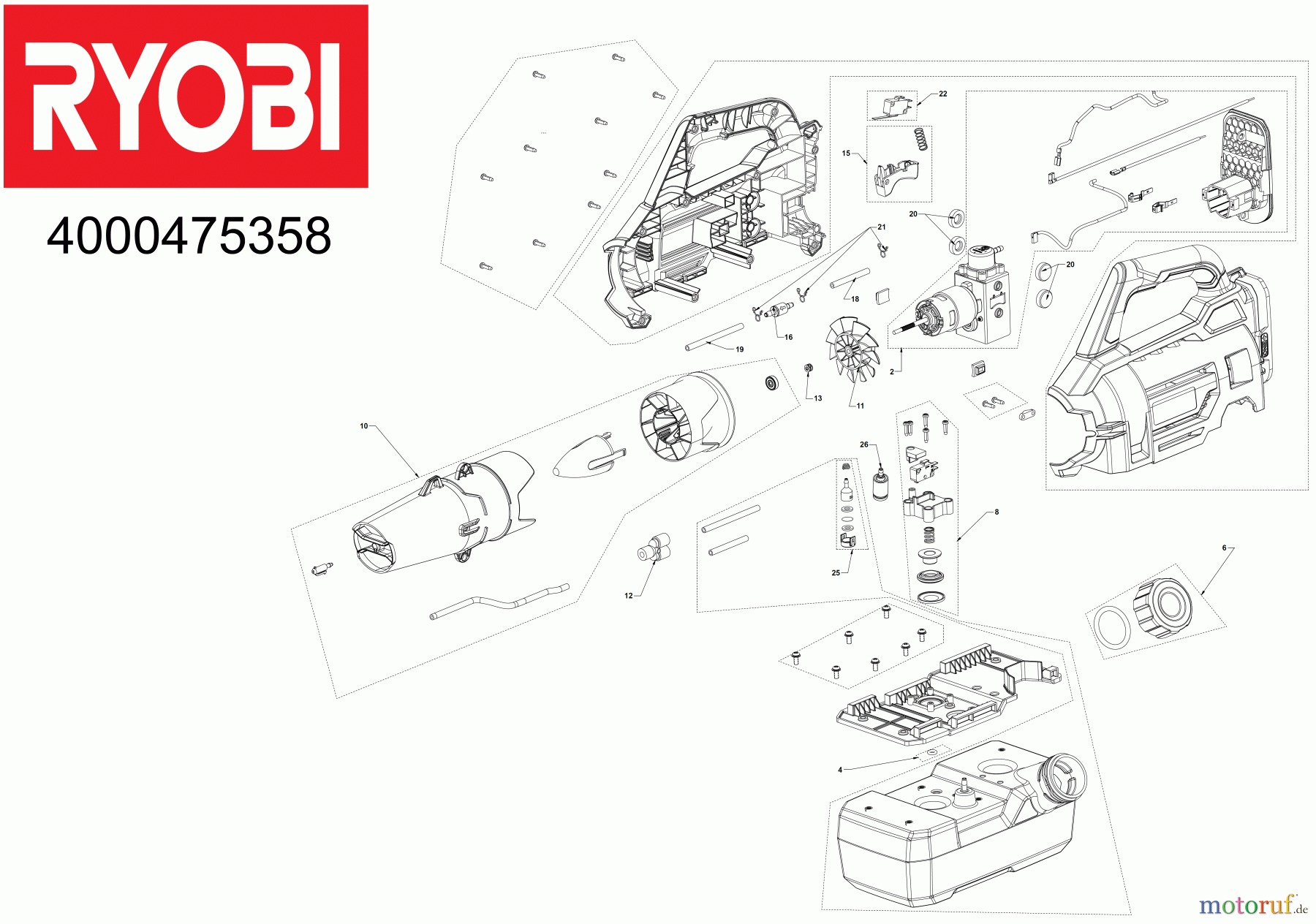  Ryobi Sprühgeräte Sonstige Sprühgeräte RY18FGA 8 V ONE+ Akku-Nebelsprüher, Tankinhalt 2 L Seite 1
