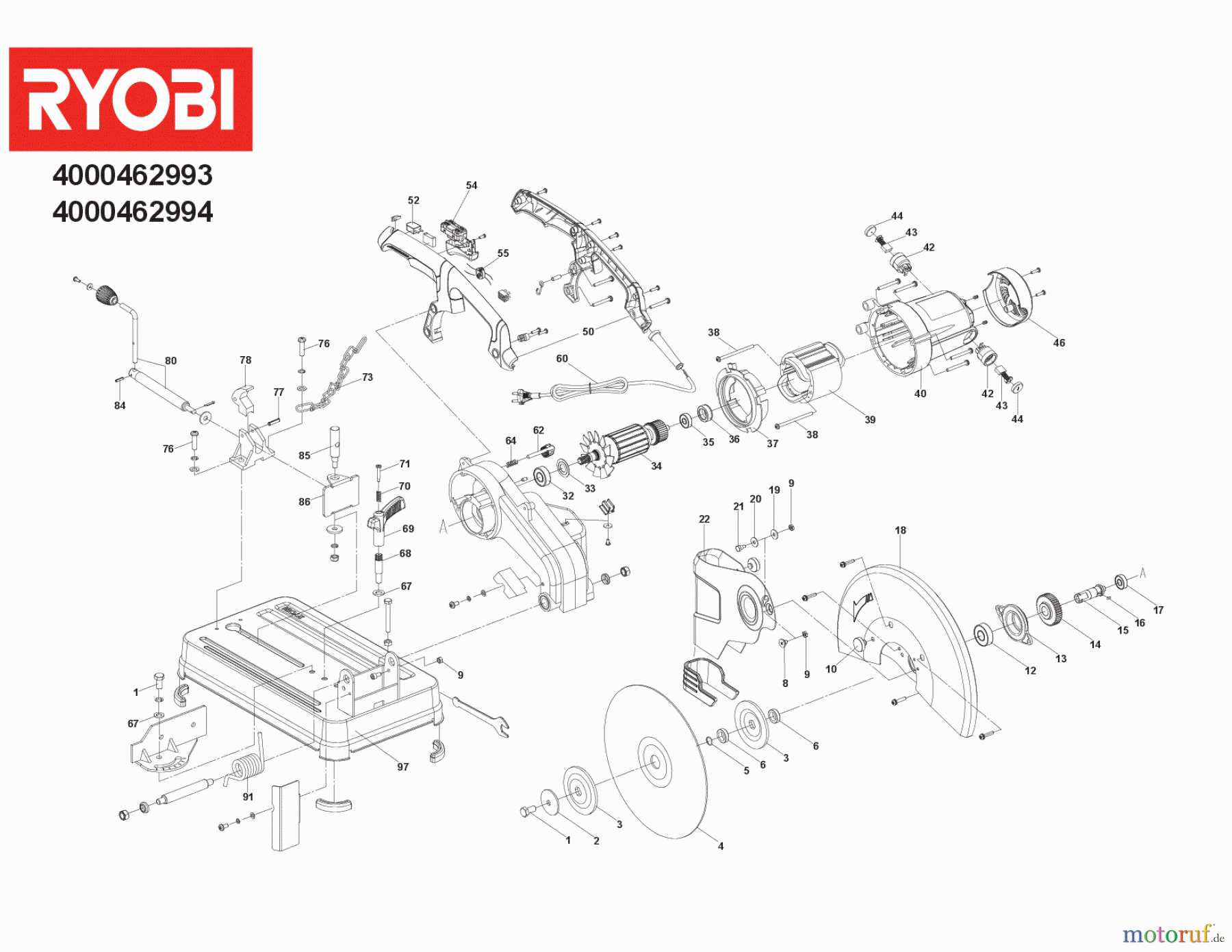 Ryobi Sägen Kappsägen ECO2335HG Metalltrennschleifer Seite 1