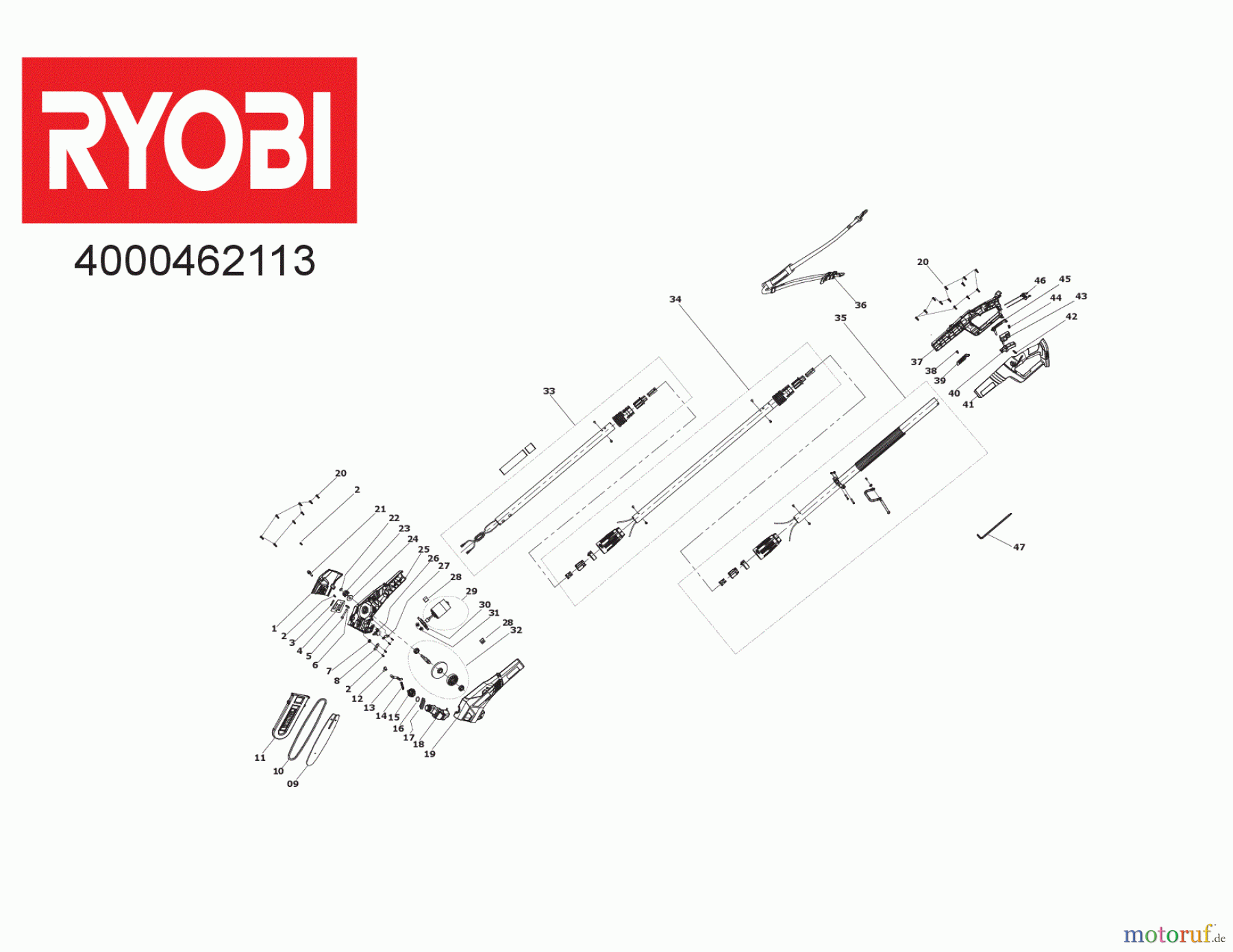 Ryobi Hochentaster RPP182020 18 V ONE+ Akku-Hochentaster, Schwertlänge 20 cm