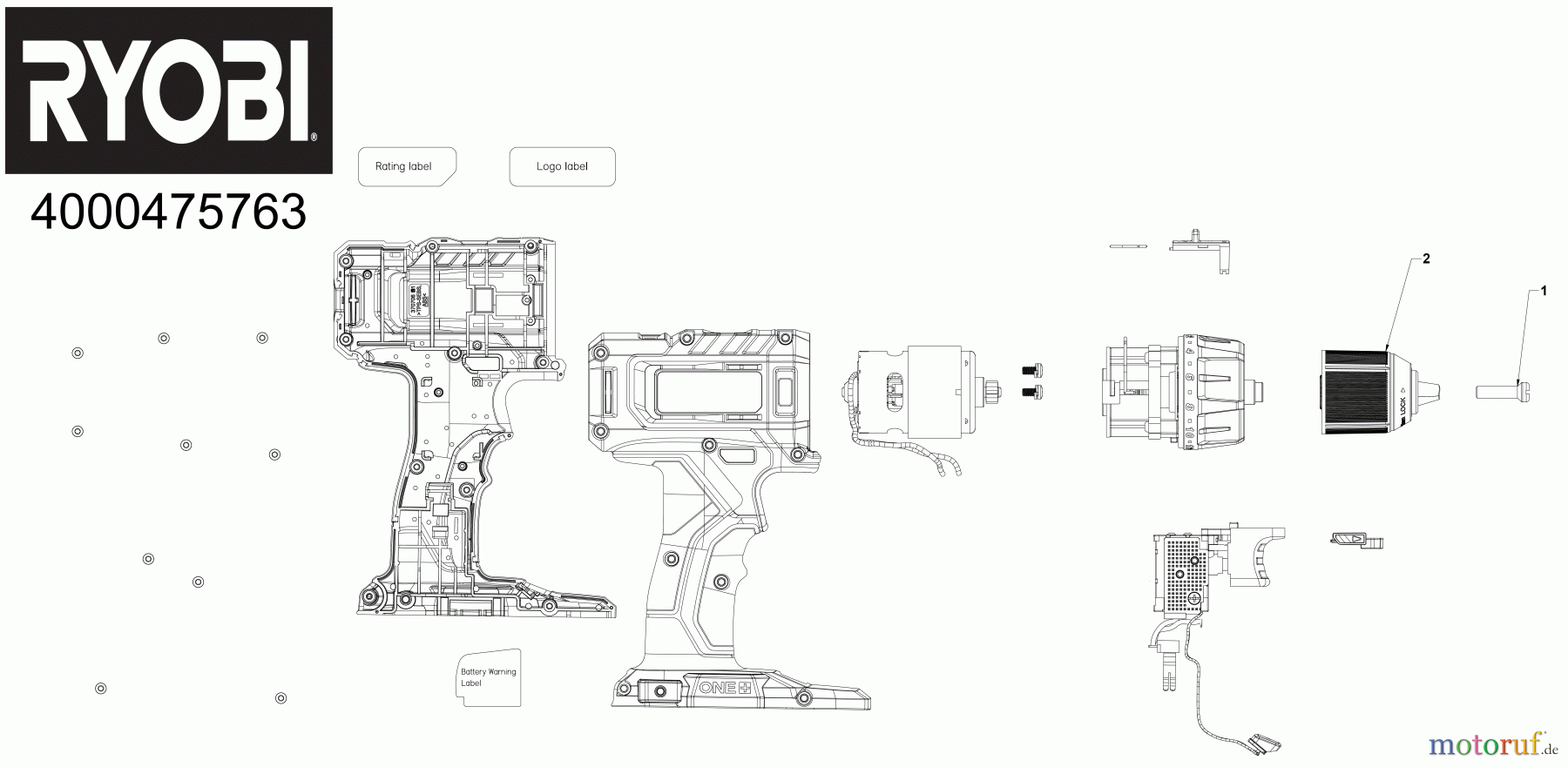 Ryobi (Schlag-)Bohrschrauber Bohrschrauber RDD18 18 V ONE+ Akku-Bohrschrauber Seite 1