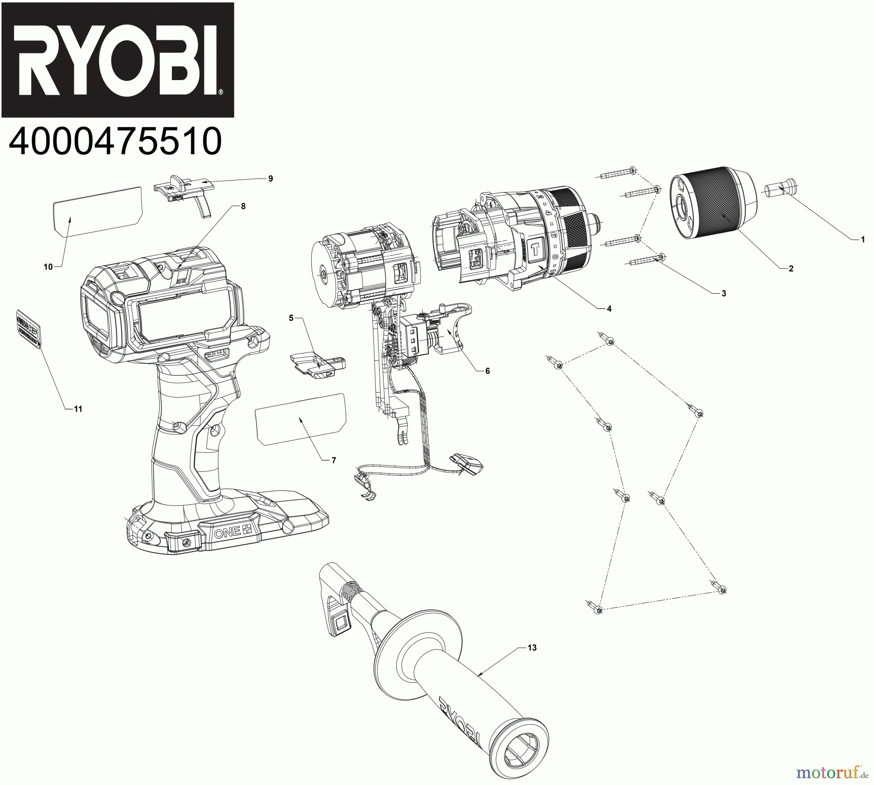Ryobi (Schlag-)Bohrschrauber Bohrschrauber mit Schlagbohrfunktion RPD18X Seite 1