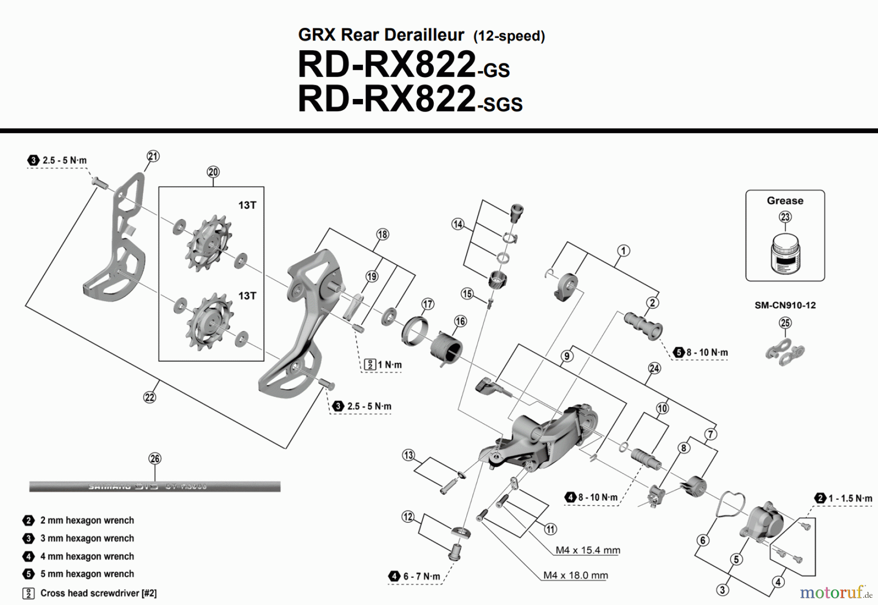 Shimano RD Rear Derailleur - Schaltwerk RD-RX822 Schaltwerk GS und SGS
