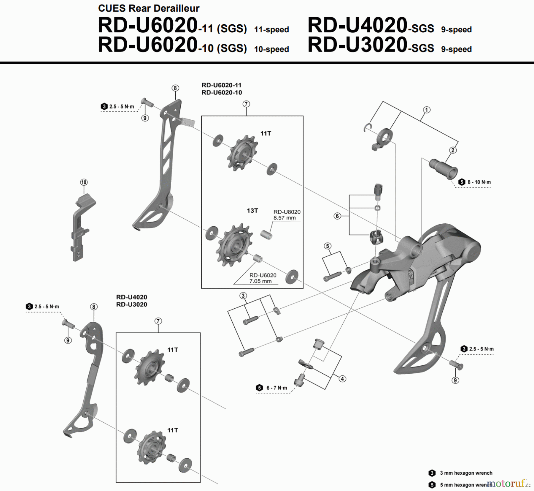 Shimano RD Rear Derailleur - Schaltwerk RD-U6020, RD-U4020, RD-U3020 CUES Rear Derailleur