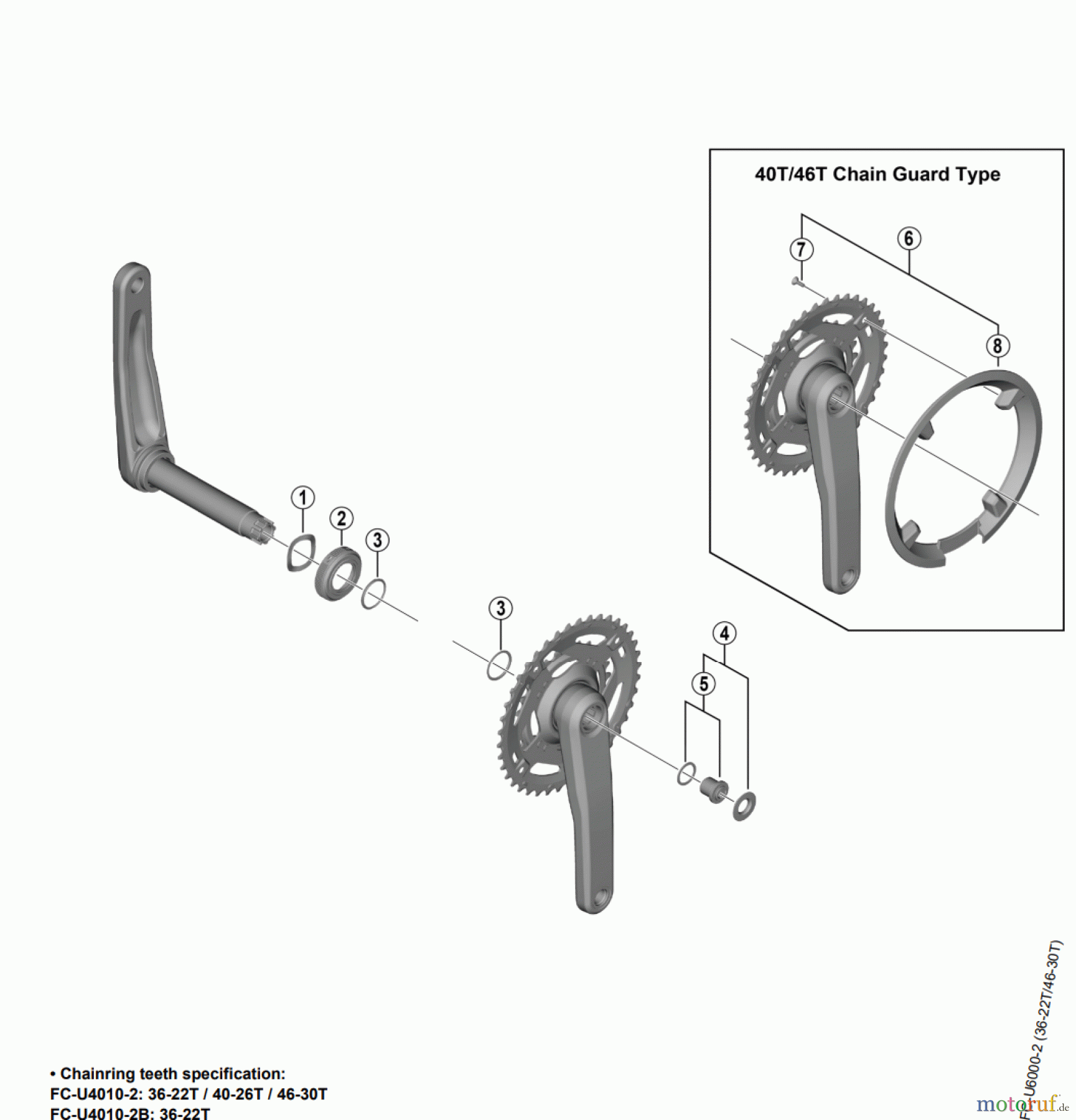 Shimano FC Front Chainwheel - Kurbelsatz, Vorderes Kettenblatt FC-U4010-2 FC-U4010-2B CUES Crankset
