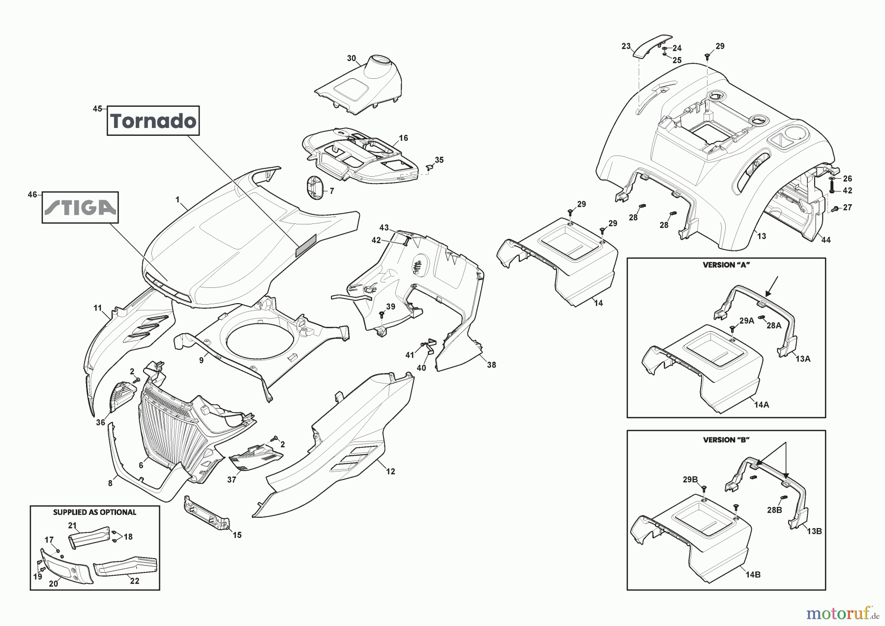 Stiga Aufsitzmäher Baujahr 2024 TORNADO 398e (2024) 2T0660481/ST2 Karosserie