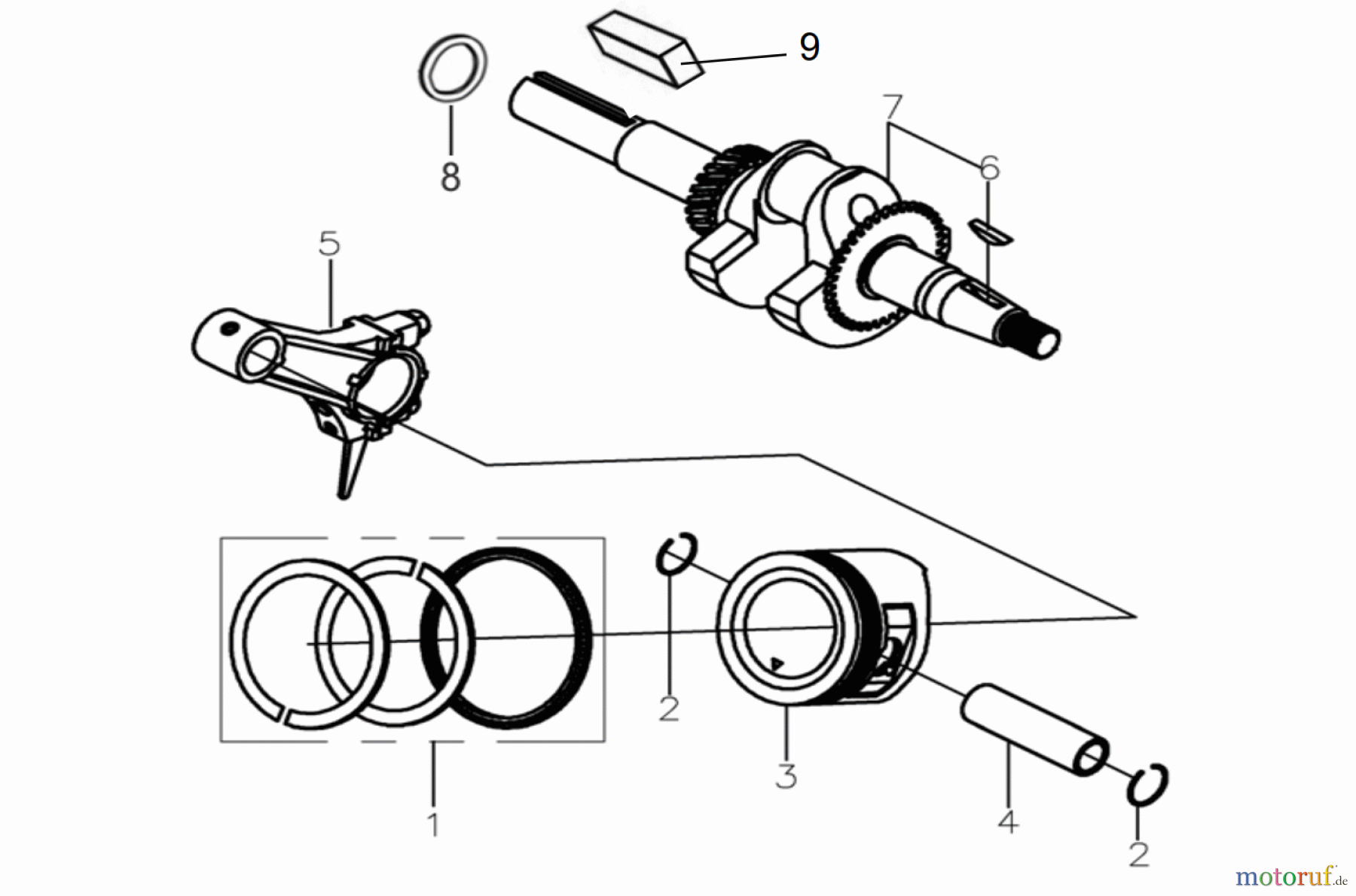 LONCIN Motoren LC175F-2 Kubelwelle, Kolben