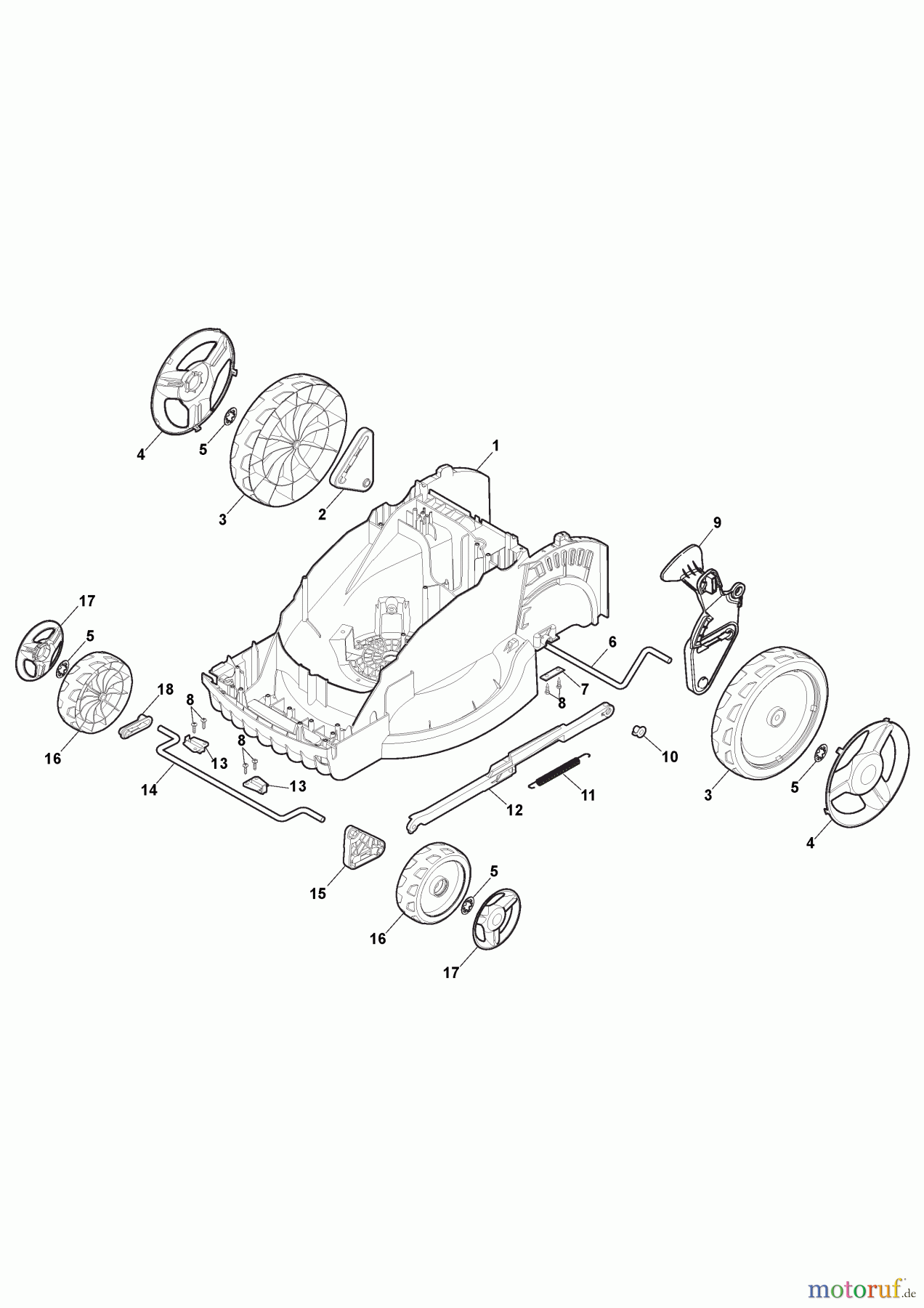  Stiga Rasenmäher Baujahr 2024 Akkurasenmäher Combi 340e Kit (2024) 294386068/ST2 Gehäuse, Räder und Schnittverstellung 