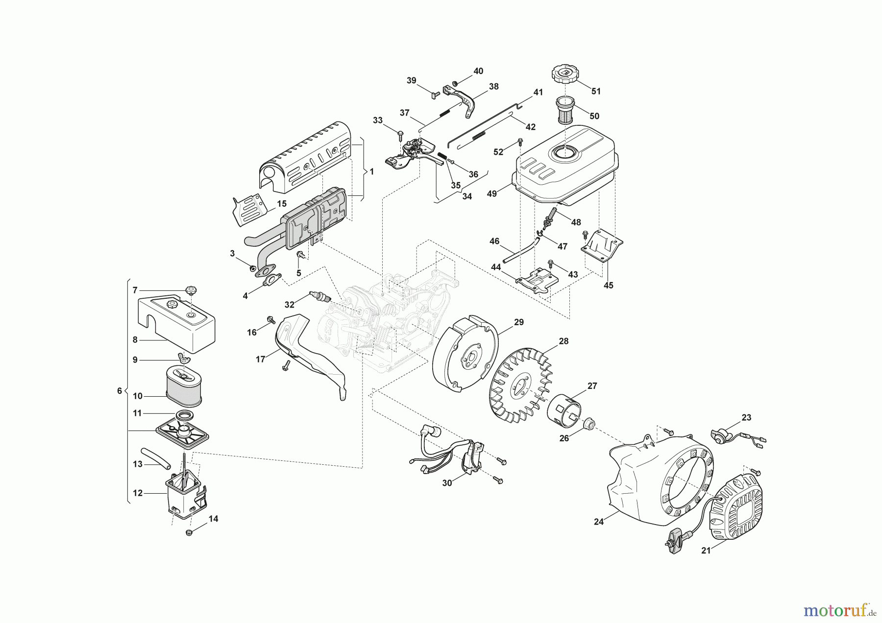 Stiga Kehrmaschinen Baujahr 2024 SWS 600 G (2024) 219602532/S17 Motor - Set Starter, Tank