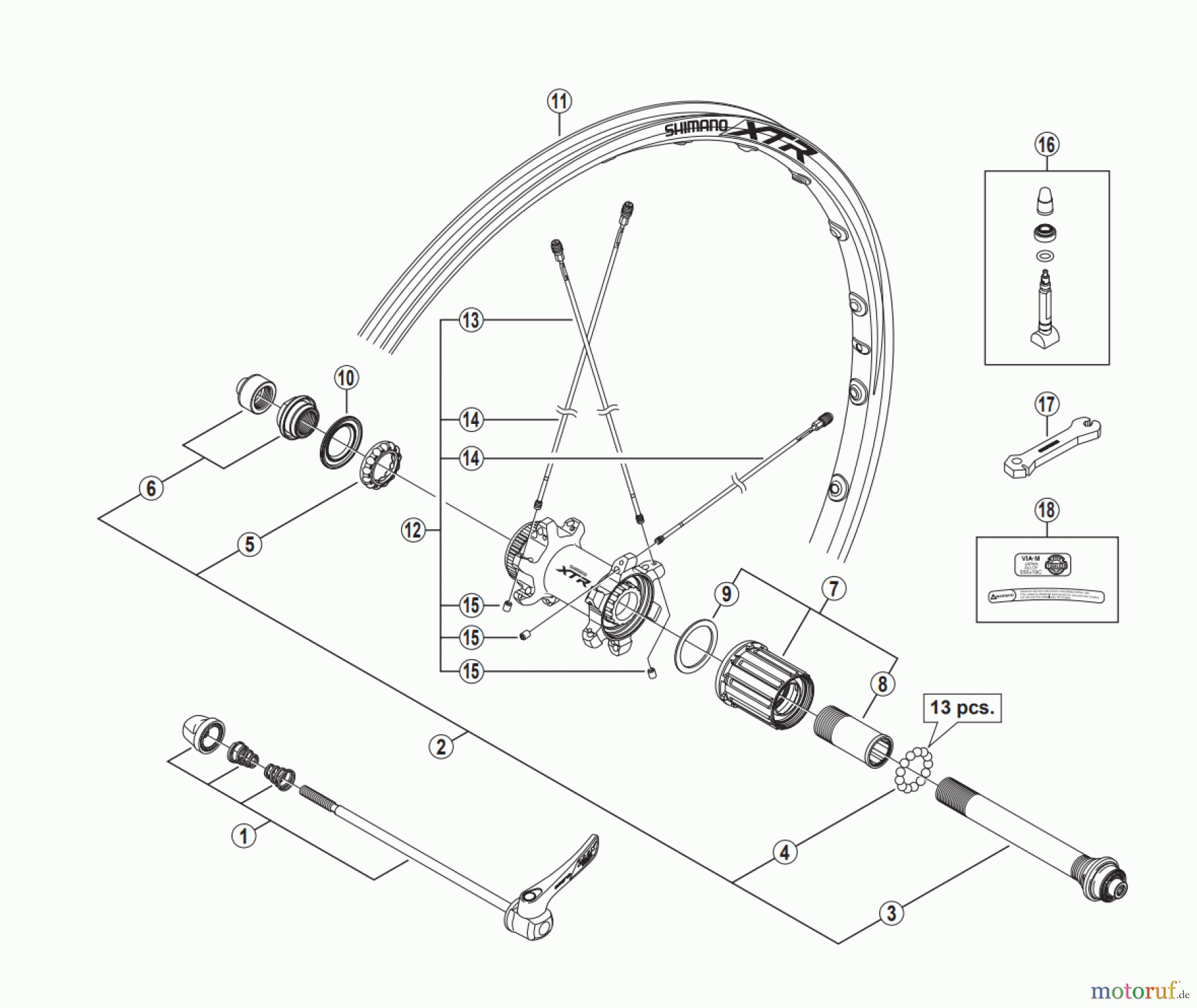 Shimano WH Wheels - Laufräder WH-M985-R XTR Rear Wheel (8/9/10-Speed)