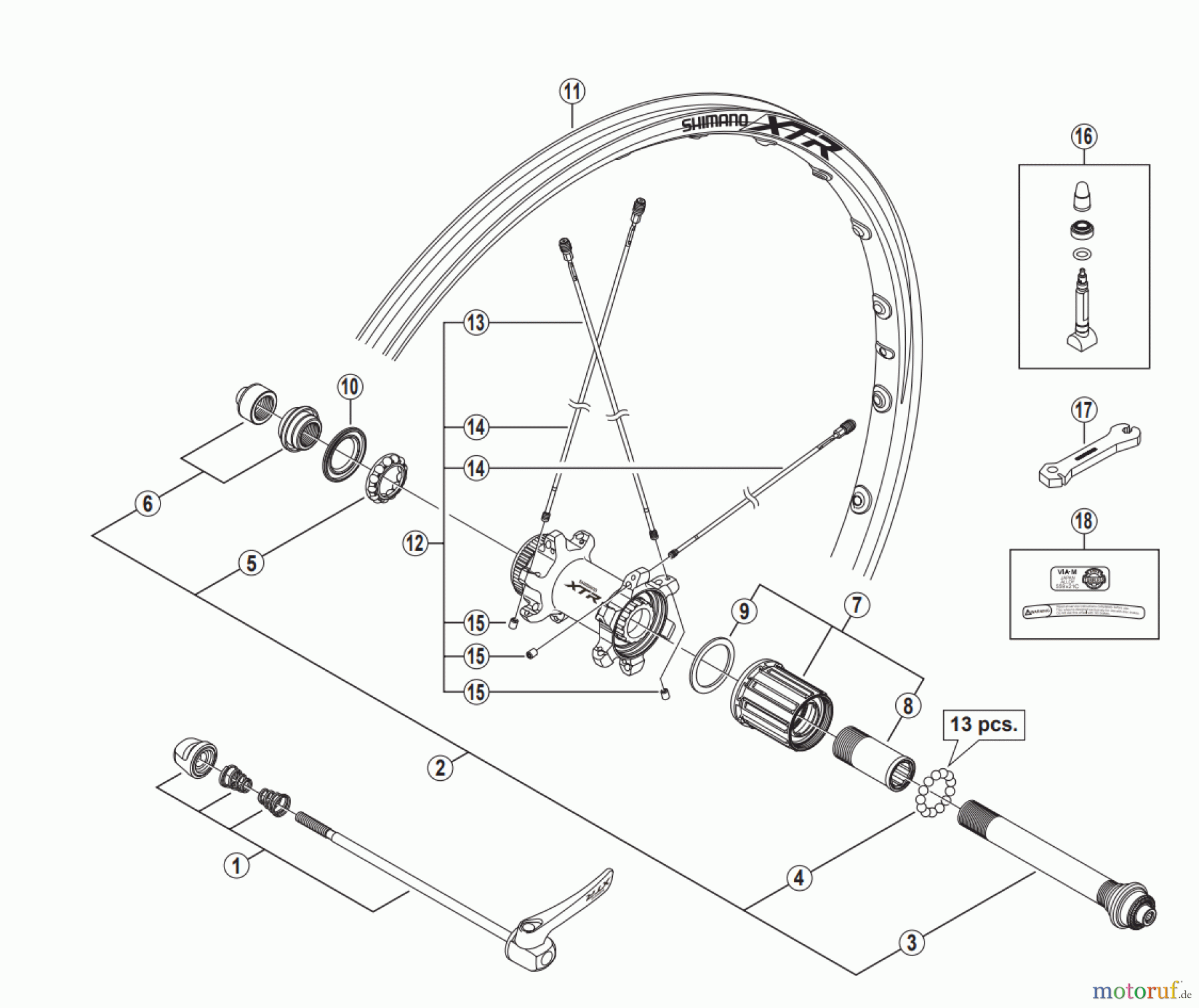 Shimano WH Wheels - Laufräder WH-M988-R XTR Rear Wheel (8/9/10-Speed)