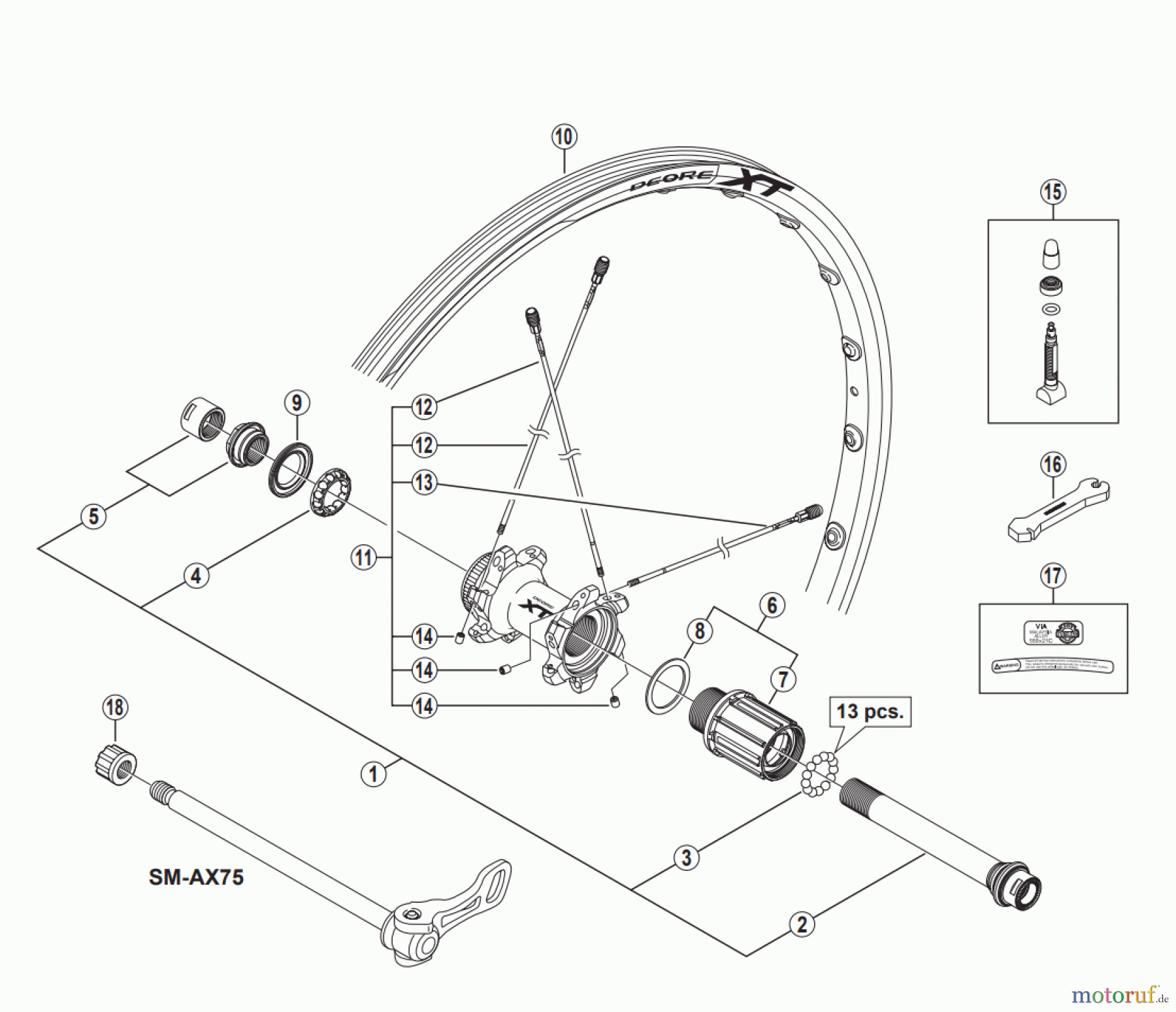 Shimano WH Wheels - Laufräder WH-M788-R12 For Disc Brake DEORE XT Rear Wheel (8/9/10-Speed)