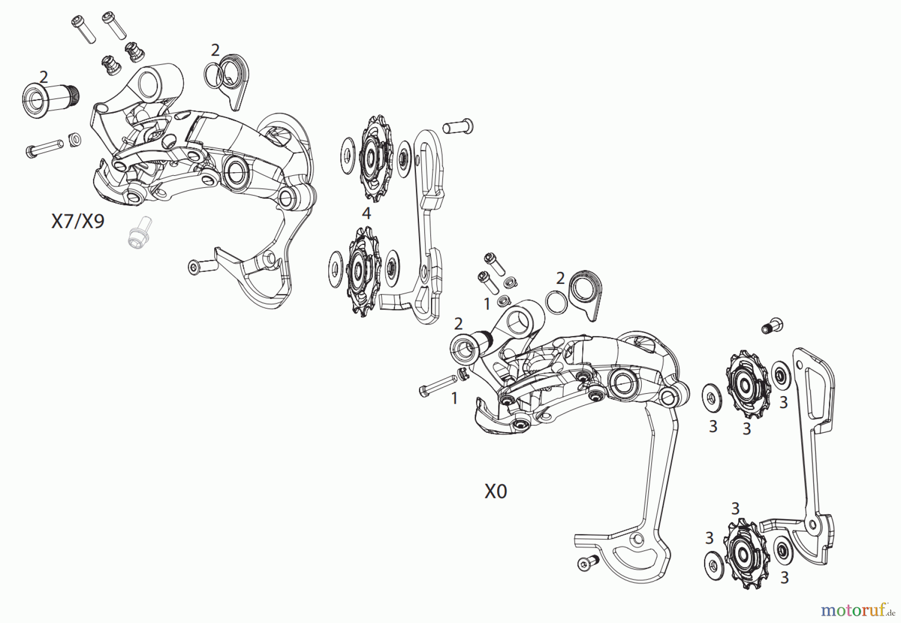 Sram Sram SRAM X0 / X9 / X7 TYPE 2/2.1 - REAR DERAILLEUR 2x10