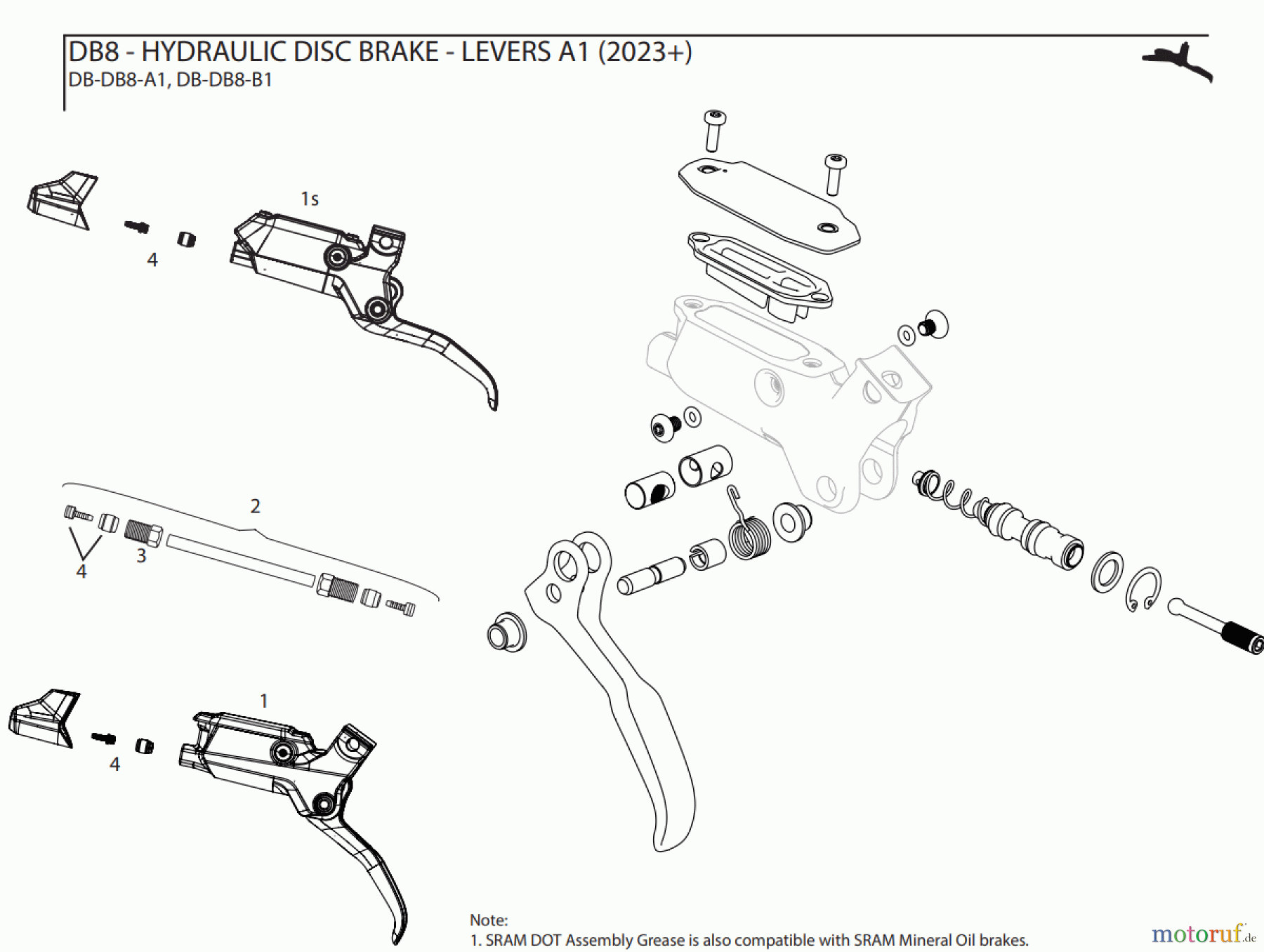 Sram Sram DB8 - HYDRAULIC DISC BRAKE - LEVERS A1 (2023+)