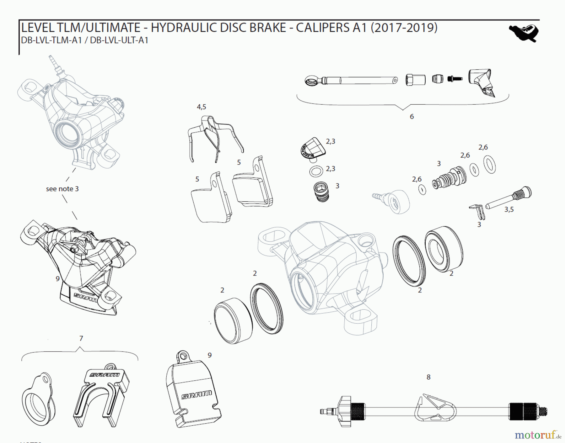 Sram Sram LEVEL TLM/ULTIMATE - HYDRAULIC DISC BRAKE - CALIPERS A1 (2017-2019)