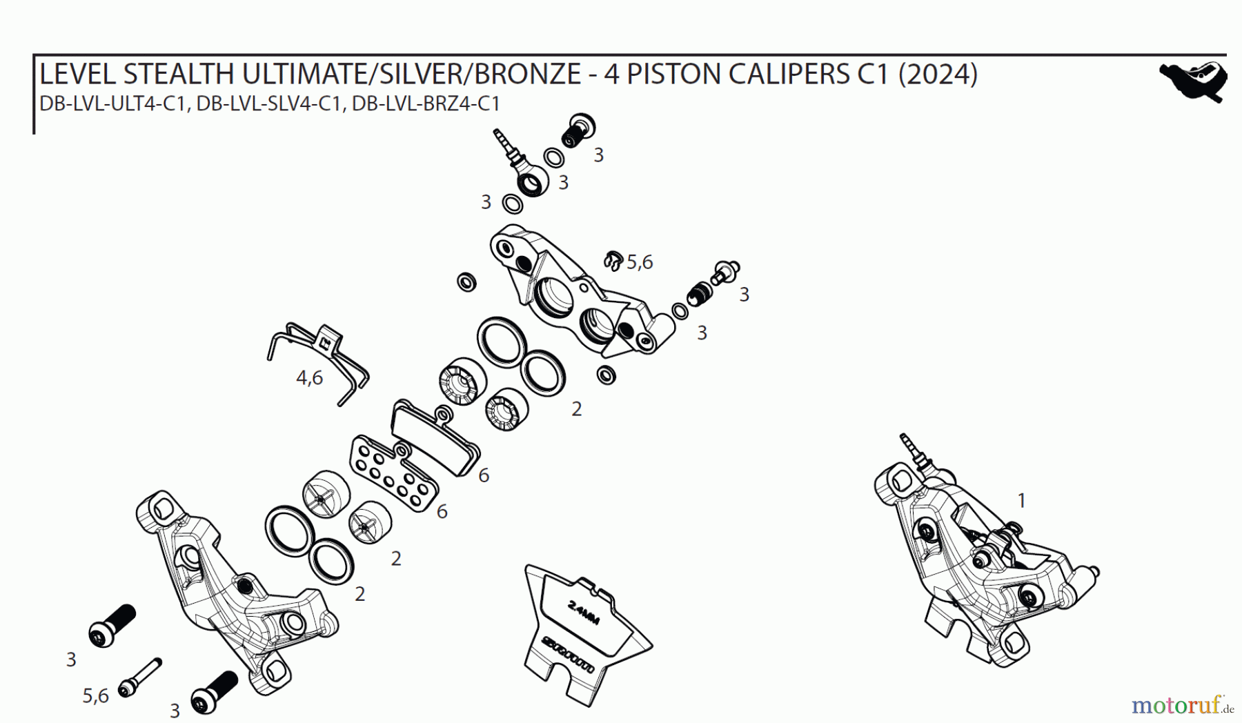 Sram Sram LEVEL STEALTH ULTIMATE/SILVER/BRONZE - 4 PISTON CALIPERS C1 (2024)