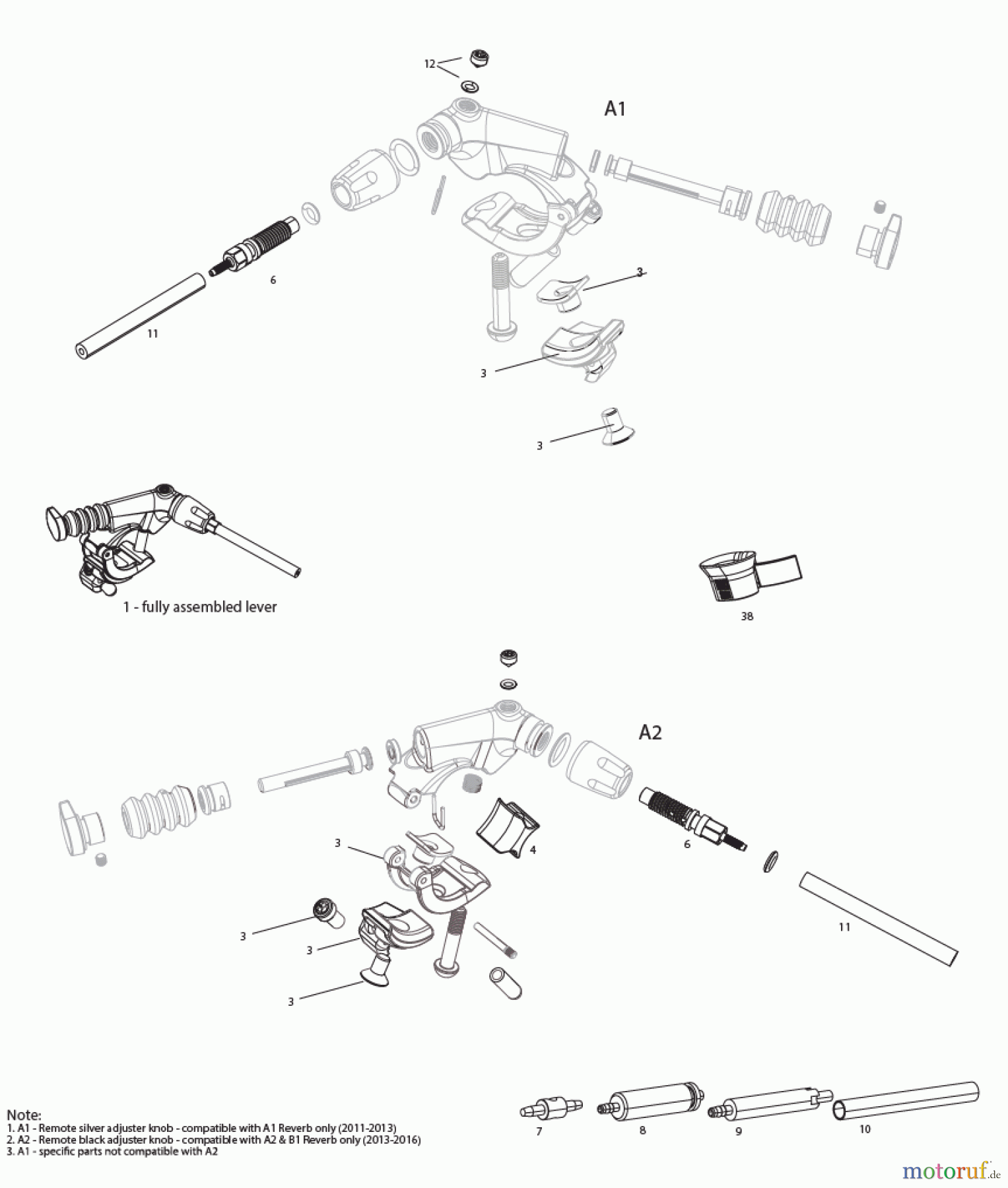 Sram RockShox REVERB/REVERB STEALTH REMOTE A1-A2 (2011-2016)