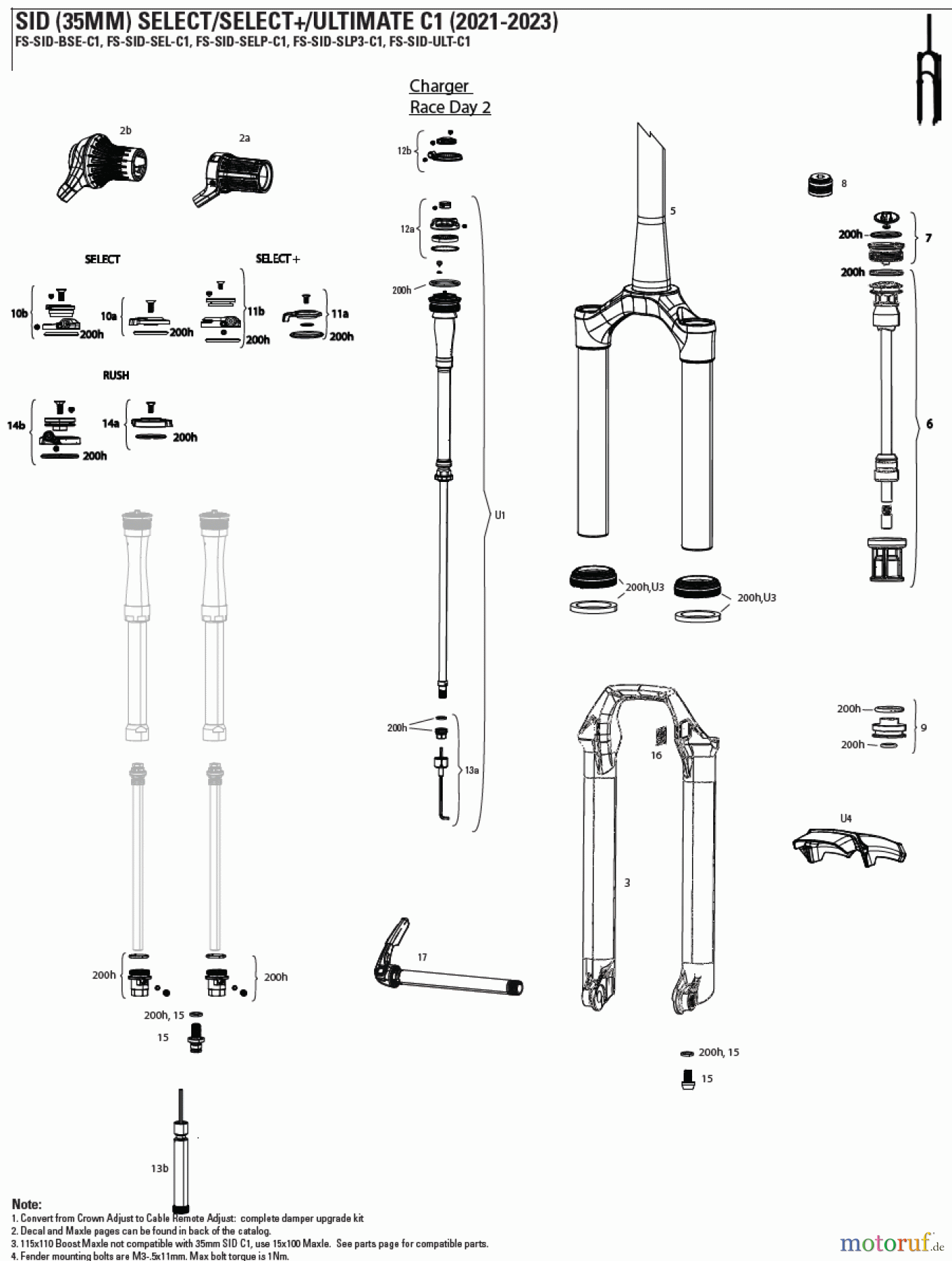 Sram RockShox SID (35MM) SELECT/SELECT+/ULTIMATE C1 (2021-2023)