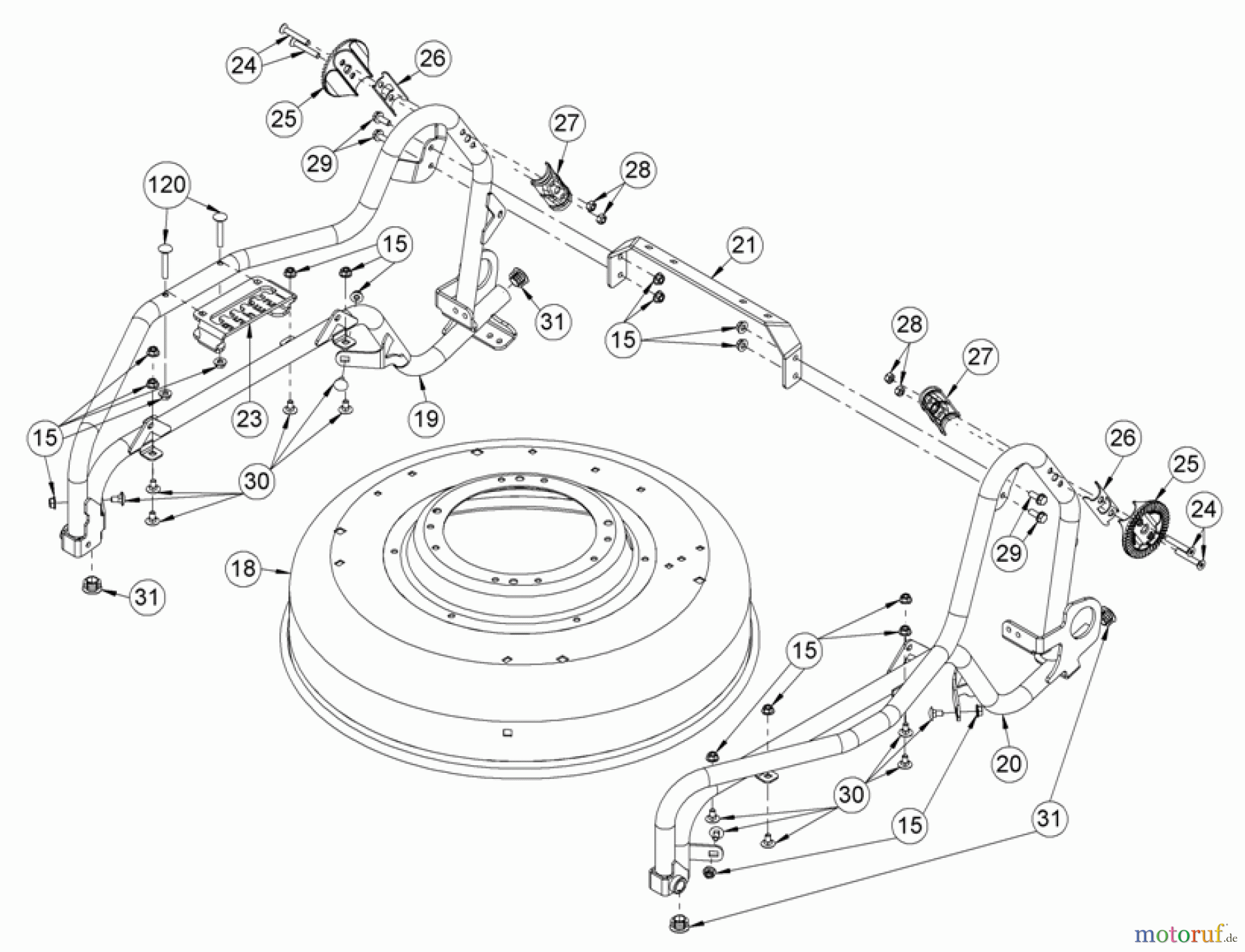 AS-Motor (neu) Rasen Mulch-Rasenmäher AS 510 4T A und AS 510 A ProClip ab FNr. 022711110001 Messerhaube mit Rohrrahmen