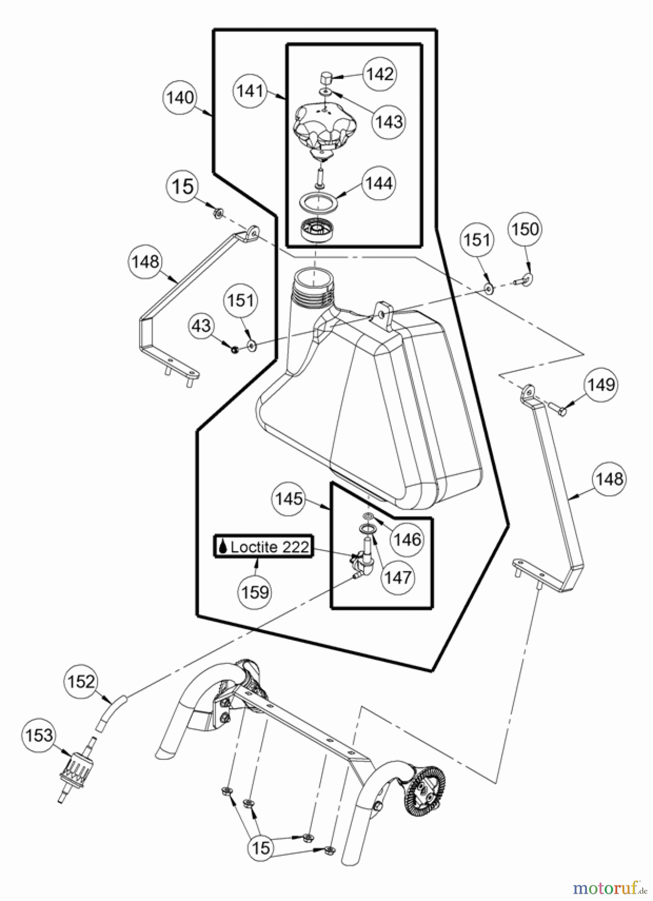 AS-Motor (neu) Rasen Mulch-Rasenmäher AS 510 2T A und AS 510 A/2T ProClip ab FNr. 024311110001 Tank mit Befestigung
