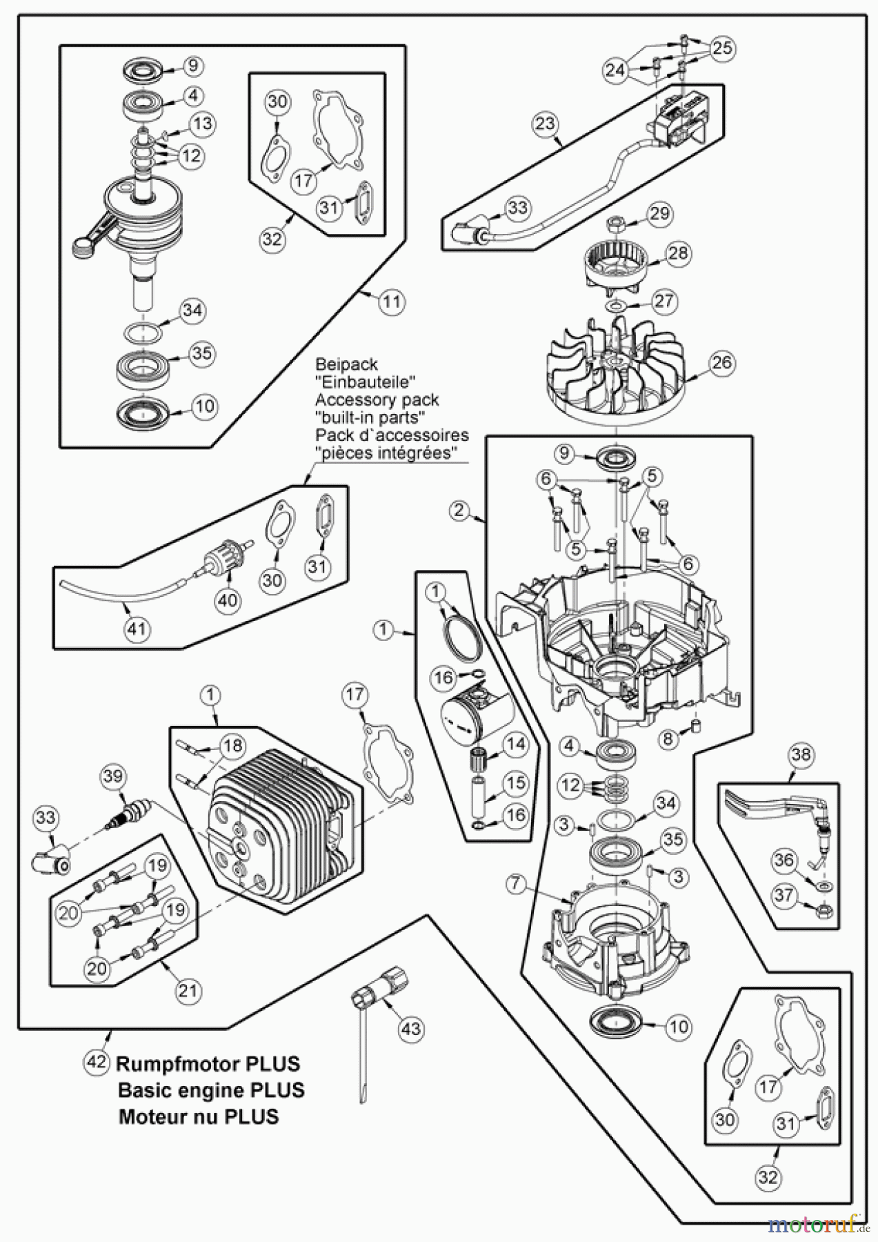 AS-Motor (neu) Rasen Mulch-Rasenmäher AS 510 2T ES A ab FNr. 030617050001 Rumpfmotor PLUS