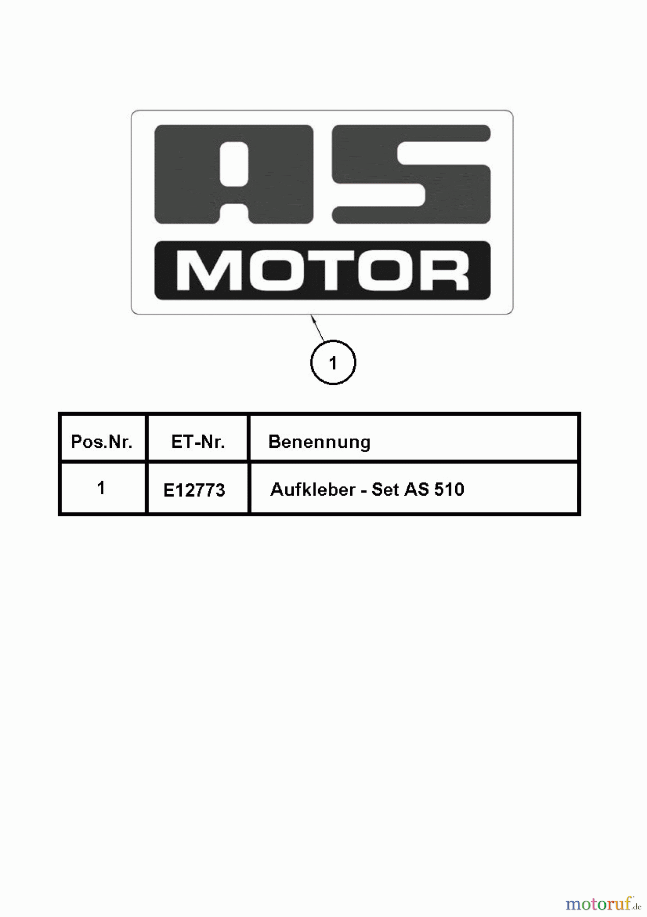 AS-Motor (neu) Rasen Mulch-Rasenmäher AS 510 2in1 2T ES A ab FNr. 031318020001 Aufkleber - Set