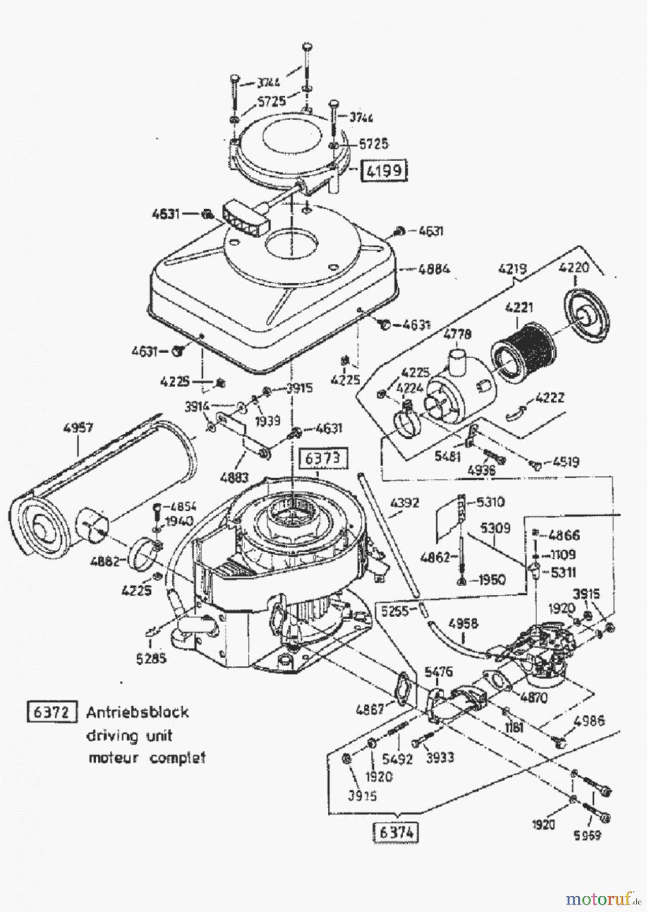 AS-Motor (neu) Rasen Profi-Rasenmäher AS 45 Ausputzmäher AS 45 B2/3 ab FNr. 0076444001 Antriebsblock