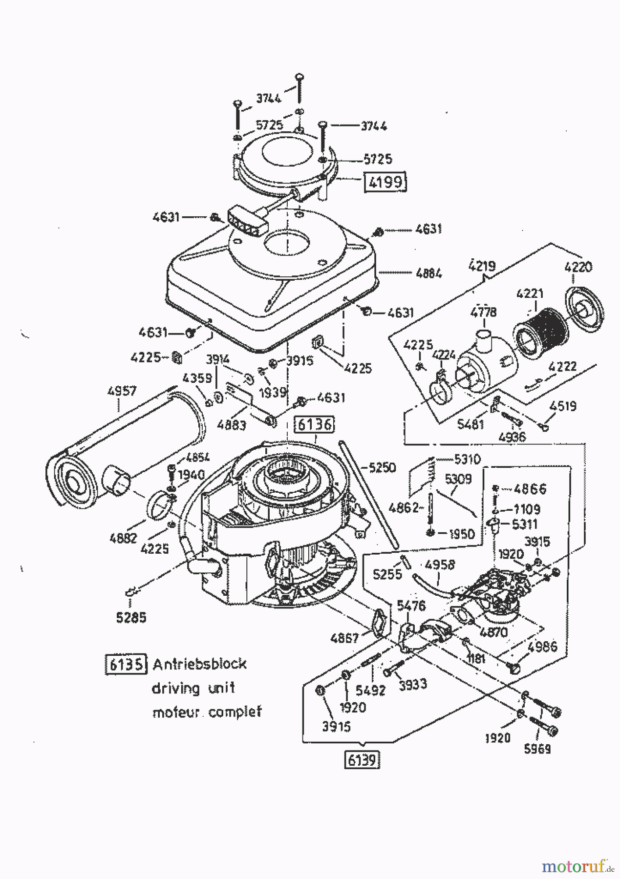 AS-Motor (neu) Rasen Profi-Rasenmäher AS 46 Variomat AS 46 B2 ab FNr. 007801404001 Antriebsblock