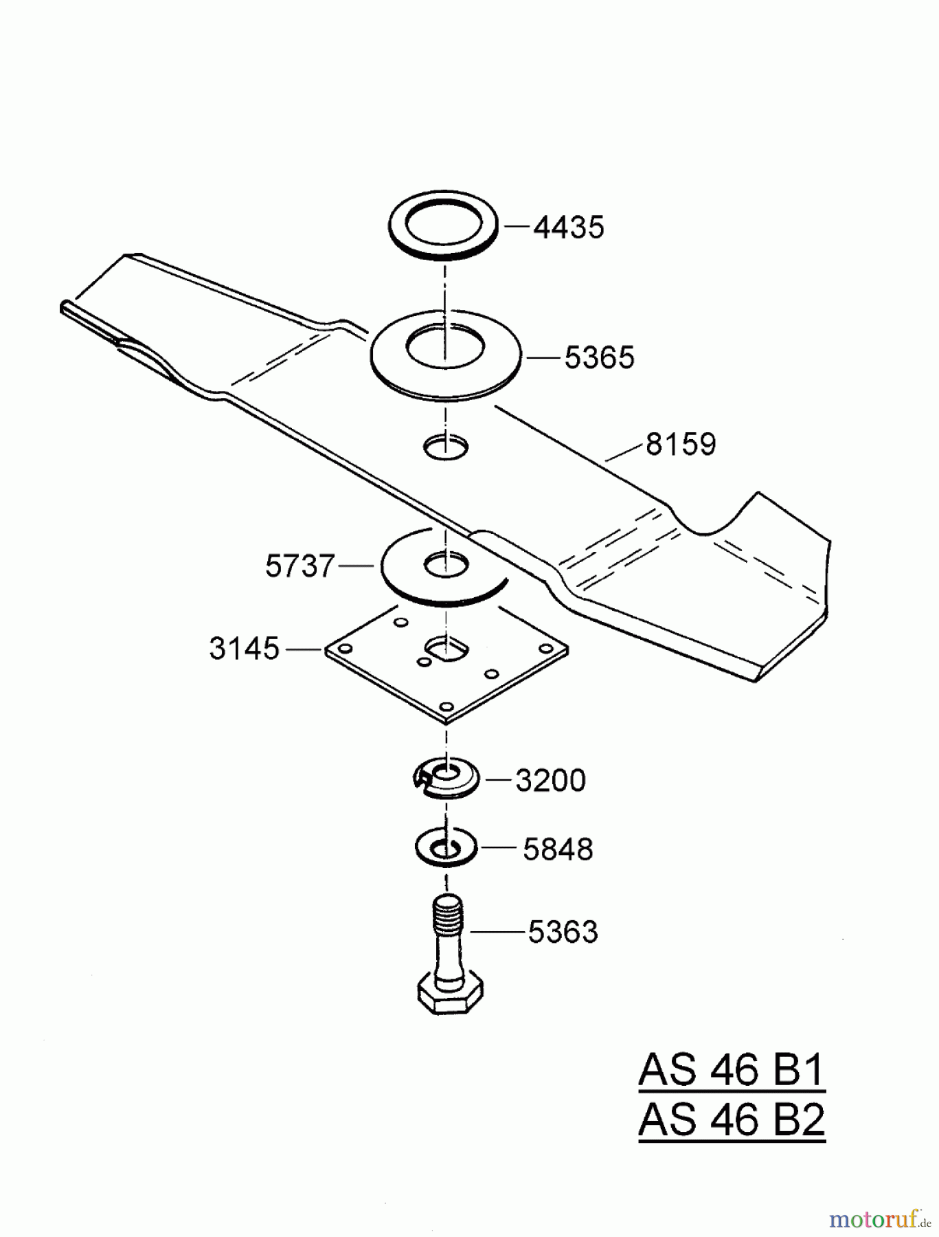 AS-Motor (neu) Rasen Profi-Rasenmäher AS 46 Variomat AS 46 B2 ab FNr. 007801404001 Messer