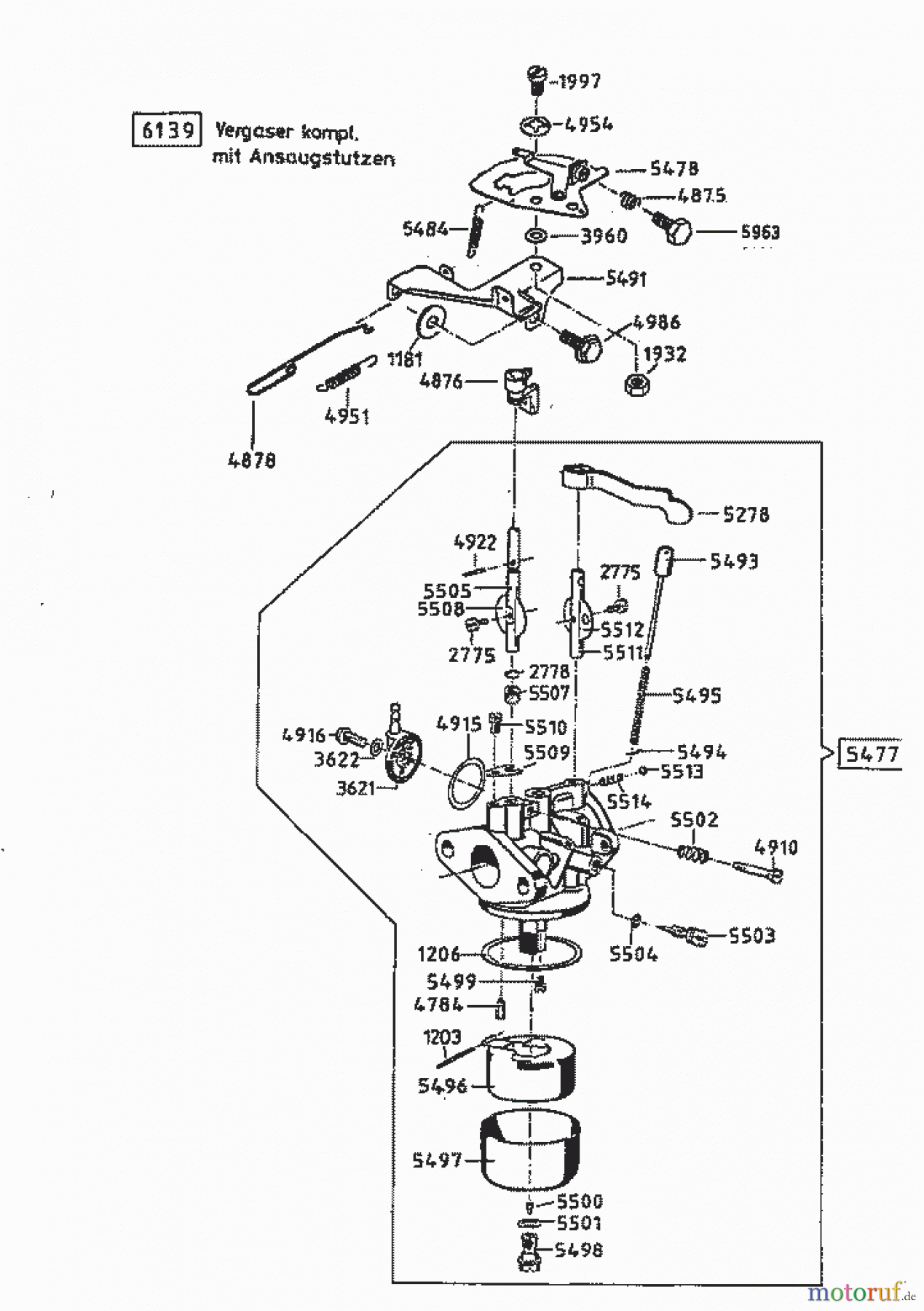 AS-Motor (neu) Rasen Profi-Rasenmäher AS 46 Variomat AS 46 B2 ab FNr. 007801404001 Vergaser