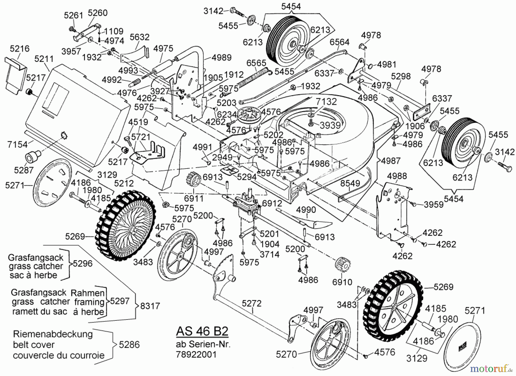 AS-Motor (neu) Rasen Profi-Rasenmäher AS 46 Variomat AS 46 B2 ab FNr. 007801404001 Gehäuse