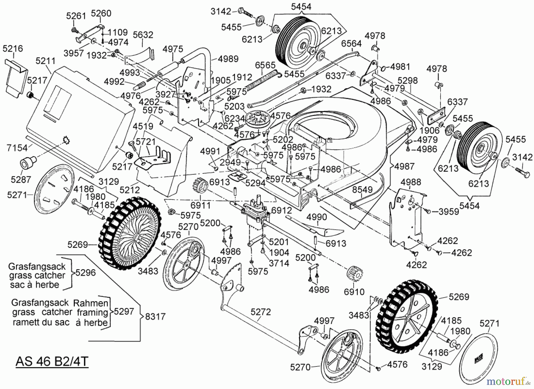 AS-Motor (neu) Rasen Profi-Rasenmäher AS 46 Variomat AS 46 B2/4T ab FNr. 012904404001 Gehäuse